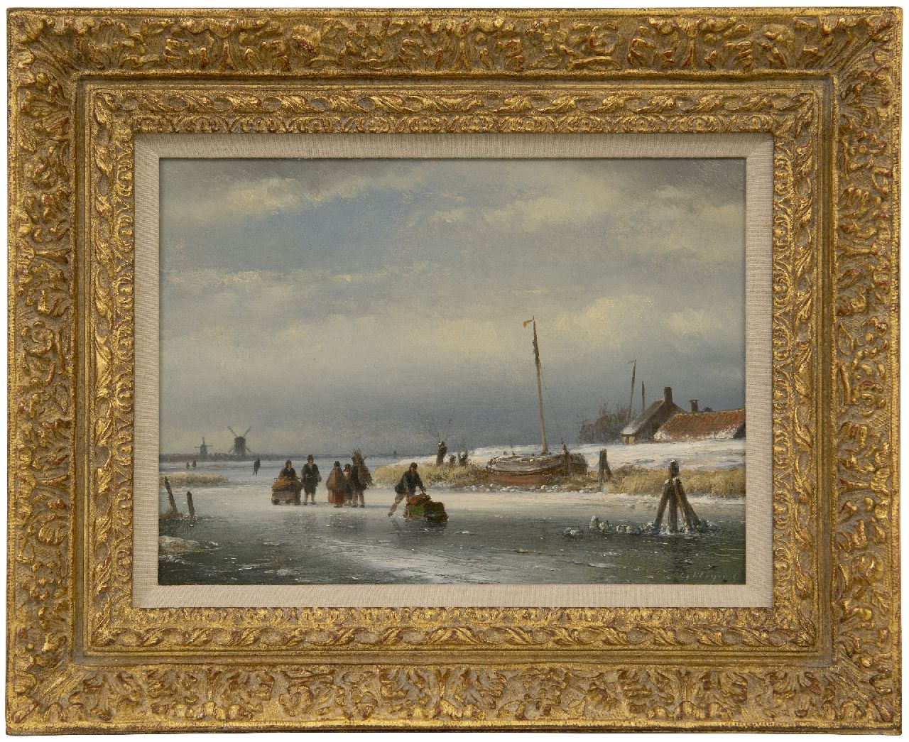 Kleijn L.J. | Lodewijk Johannes Kleijn | Schilderijen te koop aangeboden | IJsgezicht met schaatsers en werksleden, olieverf op paneel 23,0 x 31,7 cm, gesigneerd rechtsonder en zonder lijst Kleijn L.J. | Lodewijk Johannes Kleijn | Schilderijen te koop aangeboden | IJsgezicht met schaatsers en werksleden, olieverf op paneel 23,0 x 31,7 cm, gesigneerd rechtsonder en zonder lijst