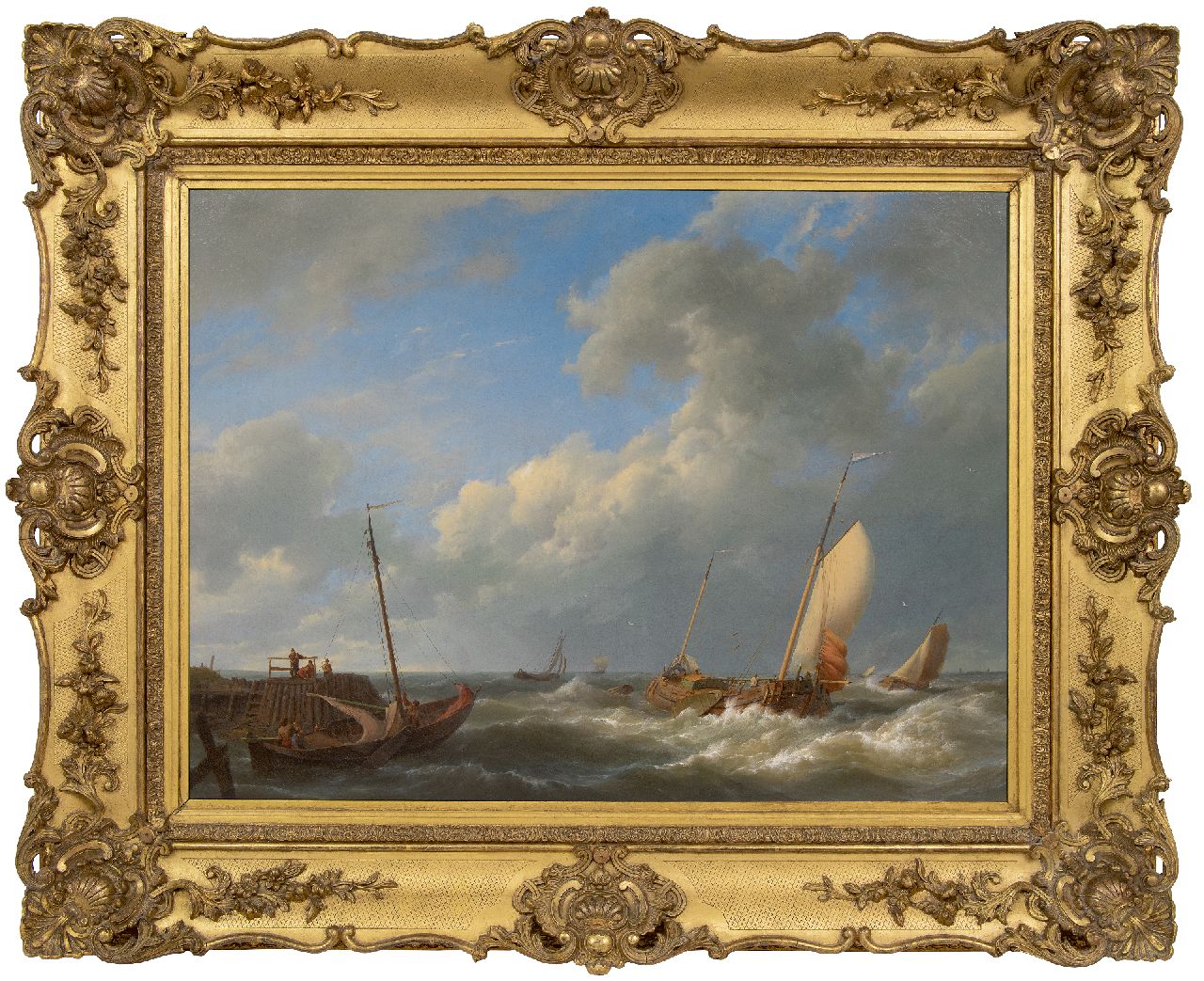 Koekkoek H. | Hermanus Koekkoek | Schilderijen te koop aangeboden | Laverende schepen bij opkomende storm, olieverf op doek 63,9 x 85,4 cm Koekkoek H. | Hermanus Koekkoek | Schilderijen te koop aangeboden | Laverende schepen bij opkomende storm, olieverf op doek 63,9 x 85,4 cm