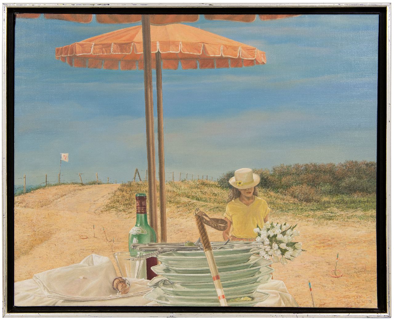 Kroef H. van der | Hans van der Kroef | Schilderijen te koop aangeboden | 'Boeketreeks', olieverf op doek 60,3 x 75,0 cm, gesigneerd op etiket van de fles en gedateerd '89 Kroef H. van der | Hans van der Kroef | Schilderijen te koop aangeboden | 'Boeketreeks', olieverf op doek 60,3 x 75,0 cm, gesigneerd op etiket van de fles en gedateerd '89