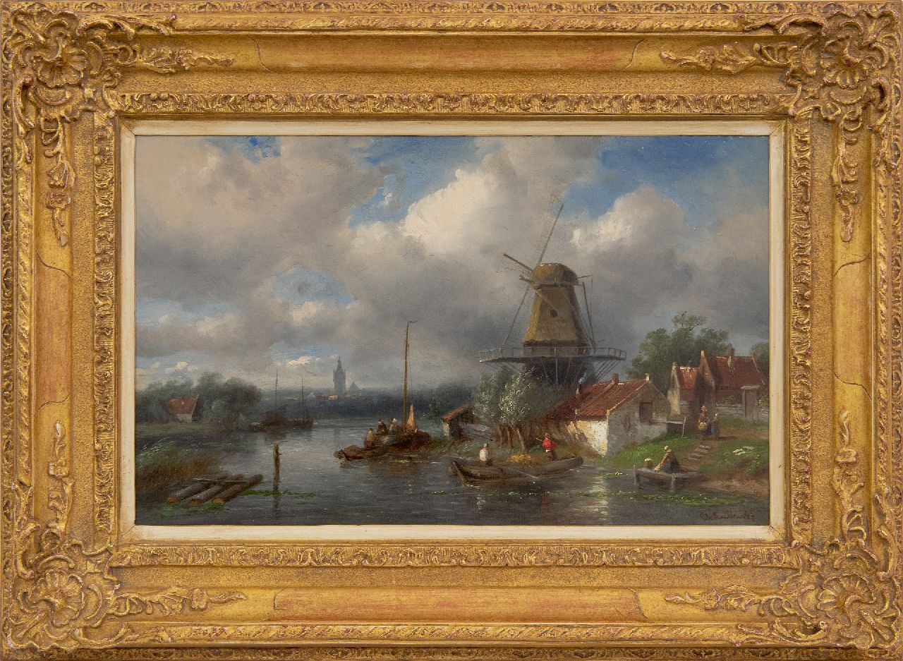 Leickert C.H.J. | 'Charles' Henri Joseph Leickert, Zomers riviergezicht (uitsluitend met winters pendant tezamen 20.000), olieverf op paneel 25,0 x 40,0 cm, gesigneerd rechtsonder Leickert C.H.J. | 'Charles' Henri Joseph Leickert, Zomers riviergezicht (uitsluitend met winters pendant tezamen 20.000), olieverf op paneel 25,0 x 40,0 cm, gesigneerd rechtsonder
