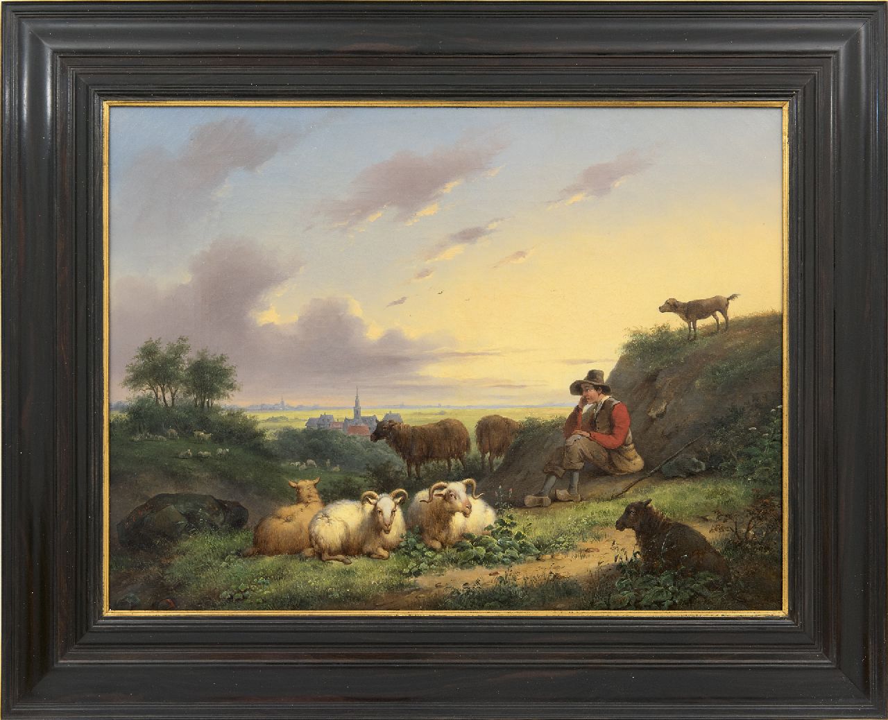 Berg S. van den | Simon van den Berg, Herder met schapen in Hollands landschap, olieverf op doek 42,2 x 56,1 cm, gesigneerd linksonder en te dateren ca. 1838 Berg S. van den | Simon van den Berg, Herder met schapen in Hollands landschap, olieverf op doek 42,2 x 56,1 cm, gesigneerd linksonder en te dateren ca. 1838