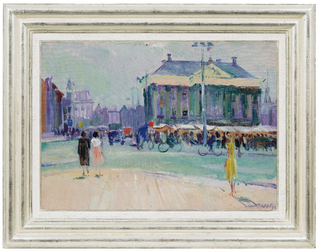 Baan J.L. van der | 'Jan' Lucas van der Baan, De Grote Markt in Groningen, 1959, olieverf op doek 50,4 x 70,1 cm, gesigneerd rechtsonder en gedateerd '59
