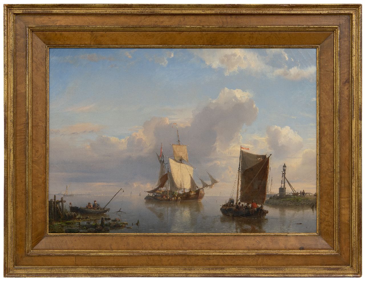 Koekkoek H. | Hermanus Koekkoek | Schilderijen te koop aangeboden | Zeilschepen en vissers bij een havenhoofd, olieverf op doek 38,3 x 54,5 cm, gesigneerd linksonder en gedateerd 1858 Koekkoek H. | Hermanus Koekkoek | Schilderijen te koop aangeboden | Zeilschepen en vissers bij een havenhoofd, olieverf op doek 38,3 x 54,5 cm, gesigneerd linksonder en gedateerd 1858