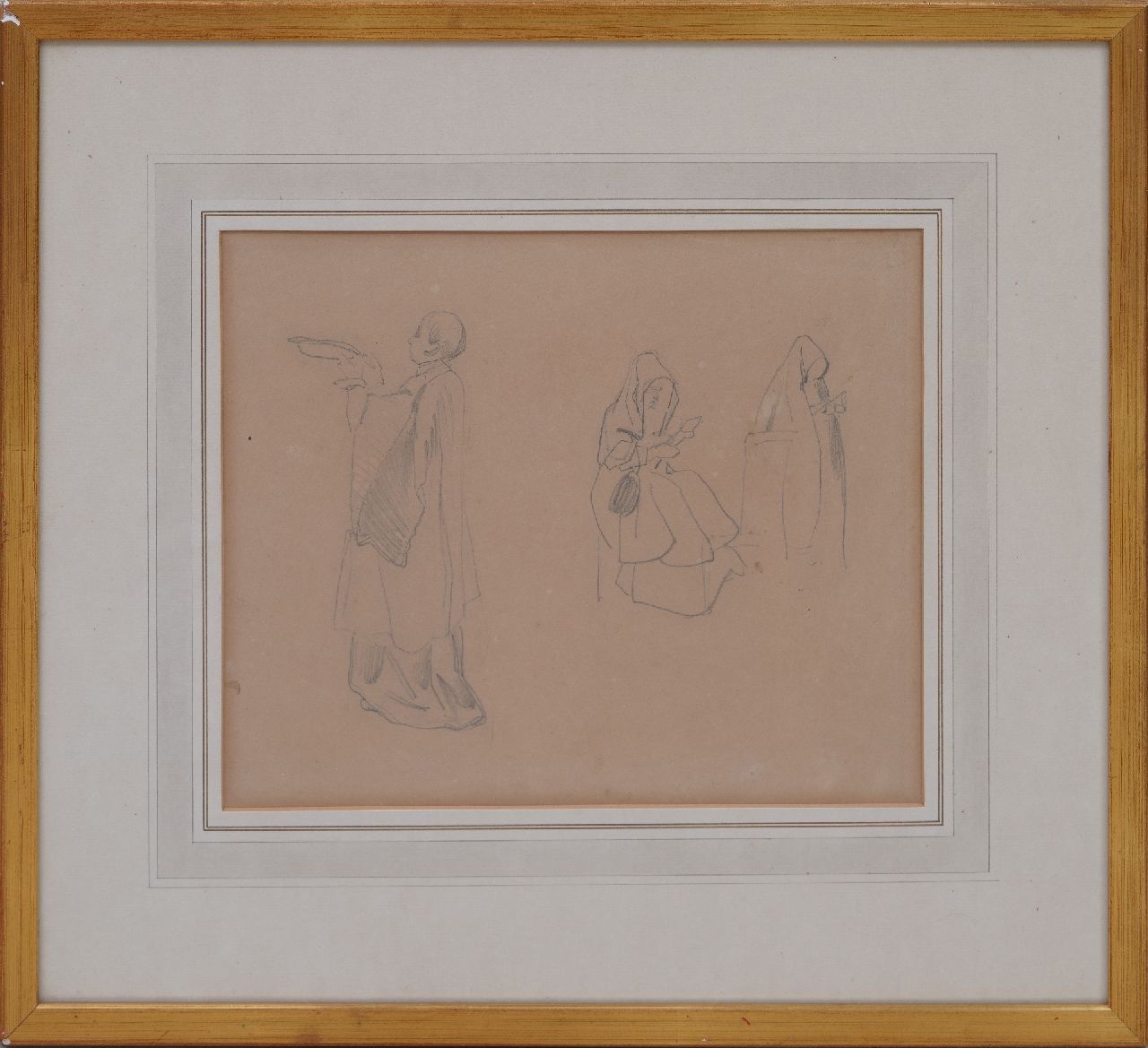 Bosboom J. | Johannes Bosboom, Studie van kloosterling en nonnen, potlood op papier 20,8 x 26,1 cm Bosboom J. | Johannes Bosboom, Studie van kloosterling en nonnen, potlood op papier 20,8 x 26,1 cm