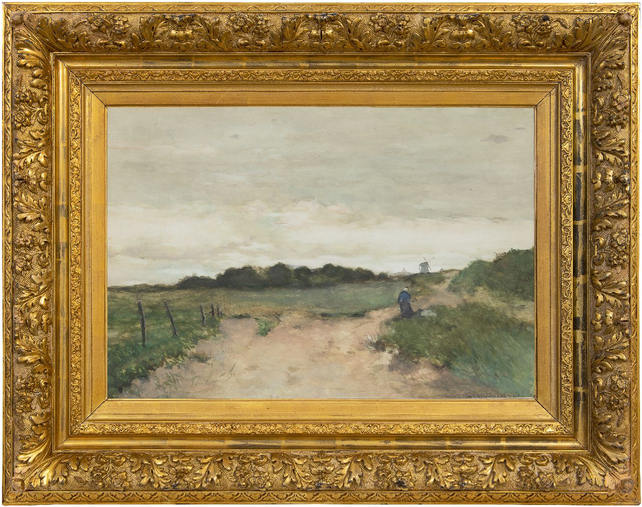 Weissenbruch H.J. | Hendrik Johannes 'J.H.' Weissenbruch, Vissersvrouw in de duinen, aquarel op papier 59,5 x 40,5 cm, gesigneerd rechtsonder Weissenbruch H.J. | Hendrik Johannes 'J.H.' Weissenbruch, Vissersvrouw in de duinen, aquarel op papier 59,5 x 40,5 cm, gesigneerd rechtsonder