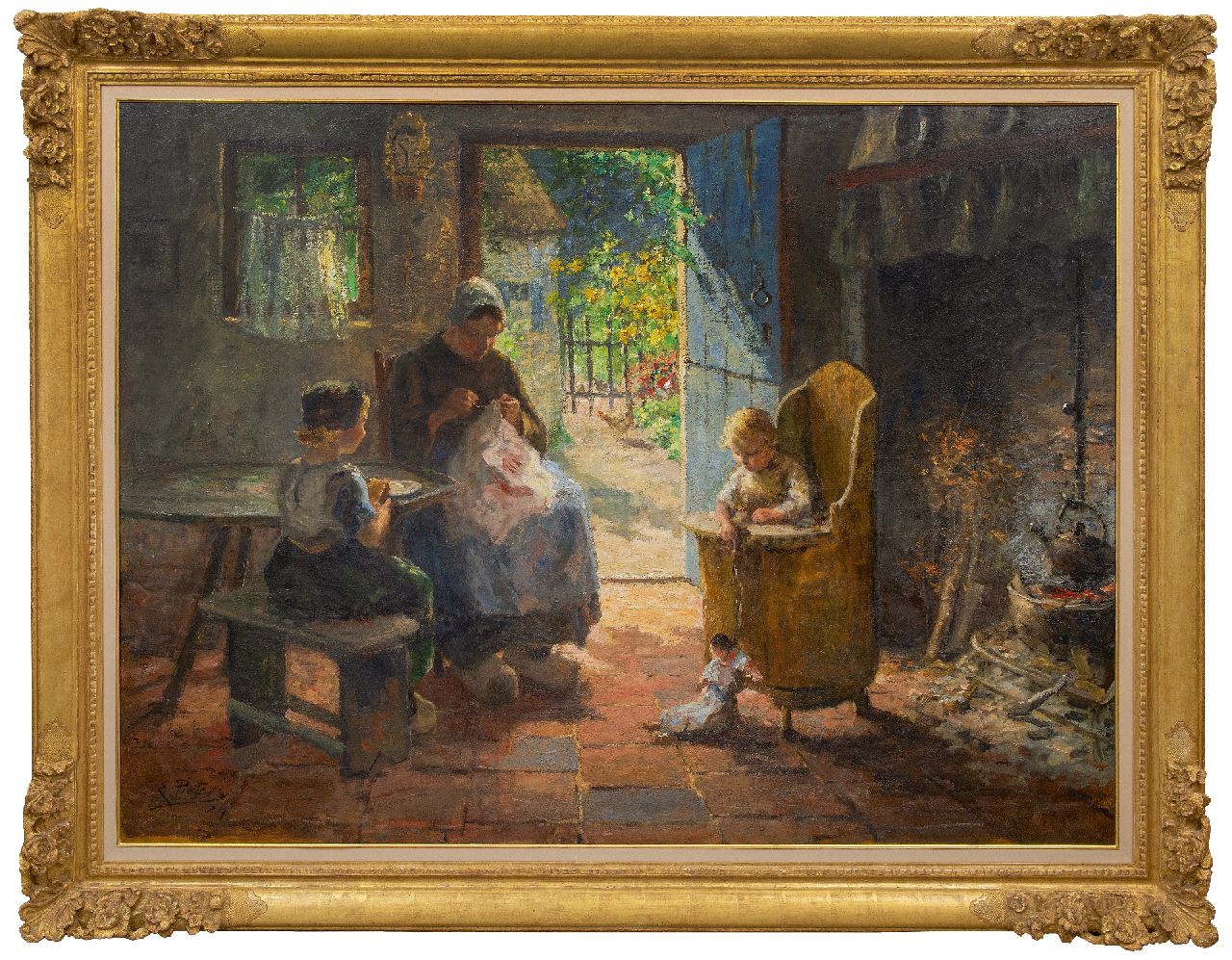 Pieters E. | Evert Pieters | Schilderijen te koop aangeboden | Een vredig uurtje, olieverf op doek 121,5 x 161,0 cm, gesigneerd linksonder en gedateerd '24 Pieters E. | Evert Pieters | Schilderijen te koop aangeboden | Een vredig uurtje, olieverf op doek 121,5 x 161,0 cm, gesigneerd linksonder en gedateerd '24