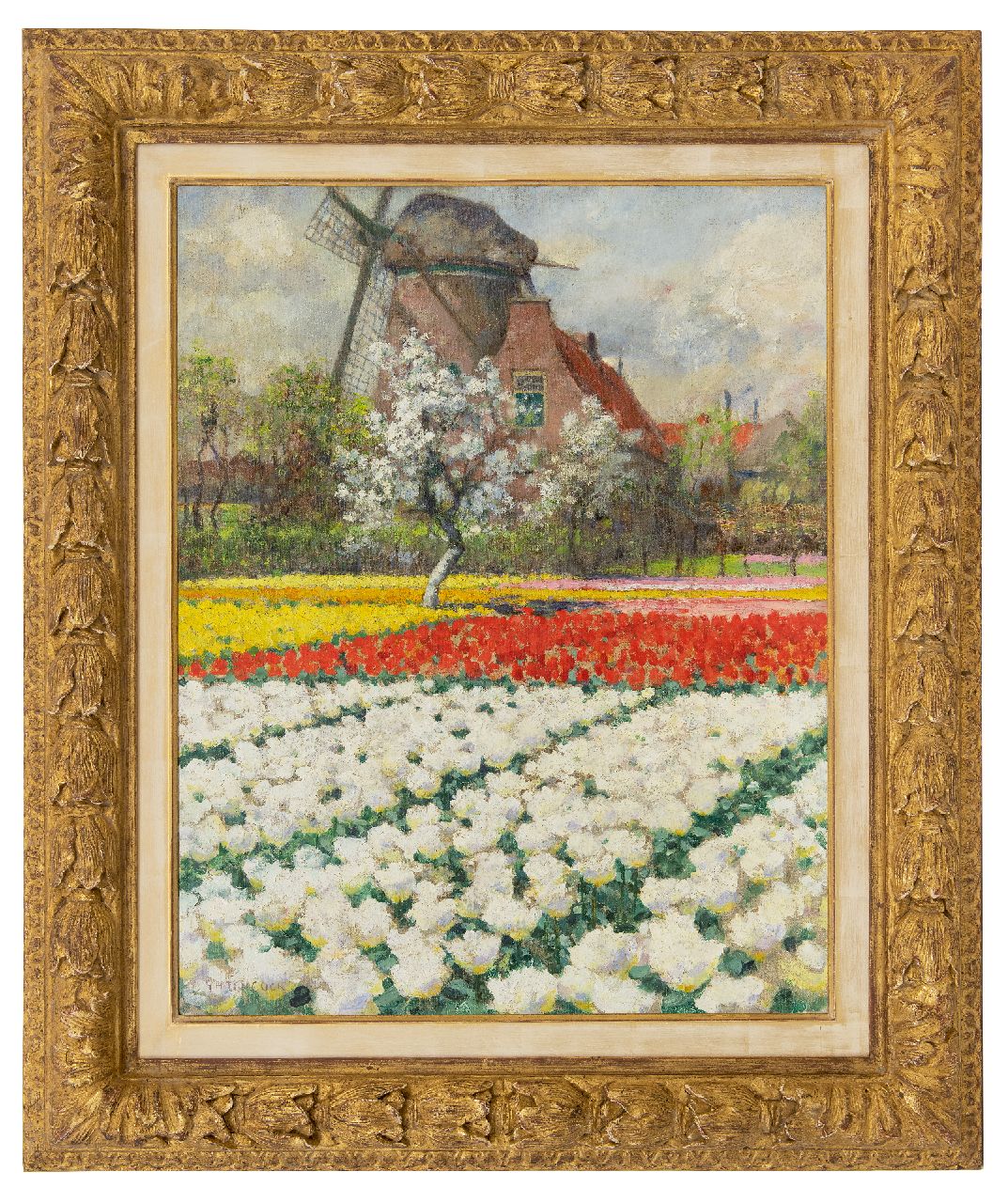 Hitchcock G. | George Hitchcock | Schilderijen te koop aangeboden | Double White Tulips, Egmond aan den Hoef, olieverf op doek 55,7 x 43,8 cm, gesigneerd linksonder Hitchcock G. | George Hitchcock | Schilderijen te koop aangeboden | Double White Tulips, Egmond aan den Hoef, olieverf op doek 55,7 x 43,8 cm, gesigneerd linksonder