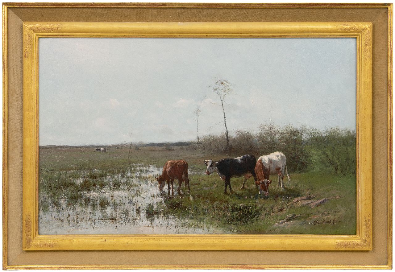 Maris W. | Willem Maris, Grazende koeien aan het water, olieverf op doek 49,8 x 89,9 cm, gesigneerd rechtsonder Maris W. | Willem Maris, Grazende koeien aan het water, olieverf op doek 49,8 x 89,9 cm, gesigneerd rechtsonder