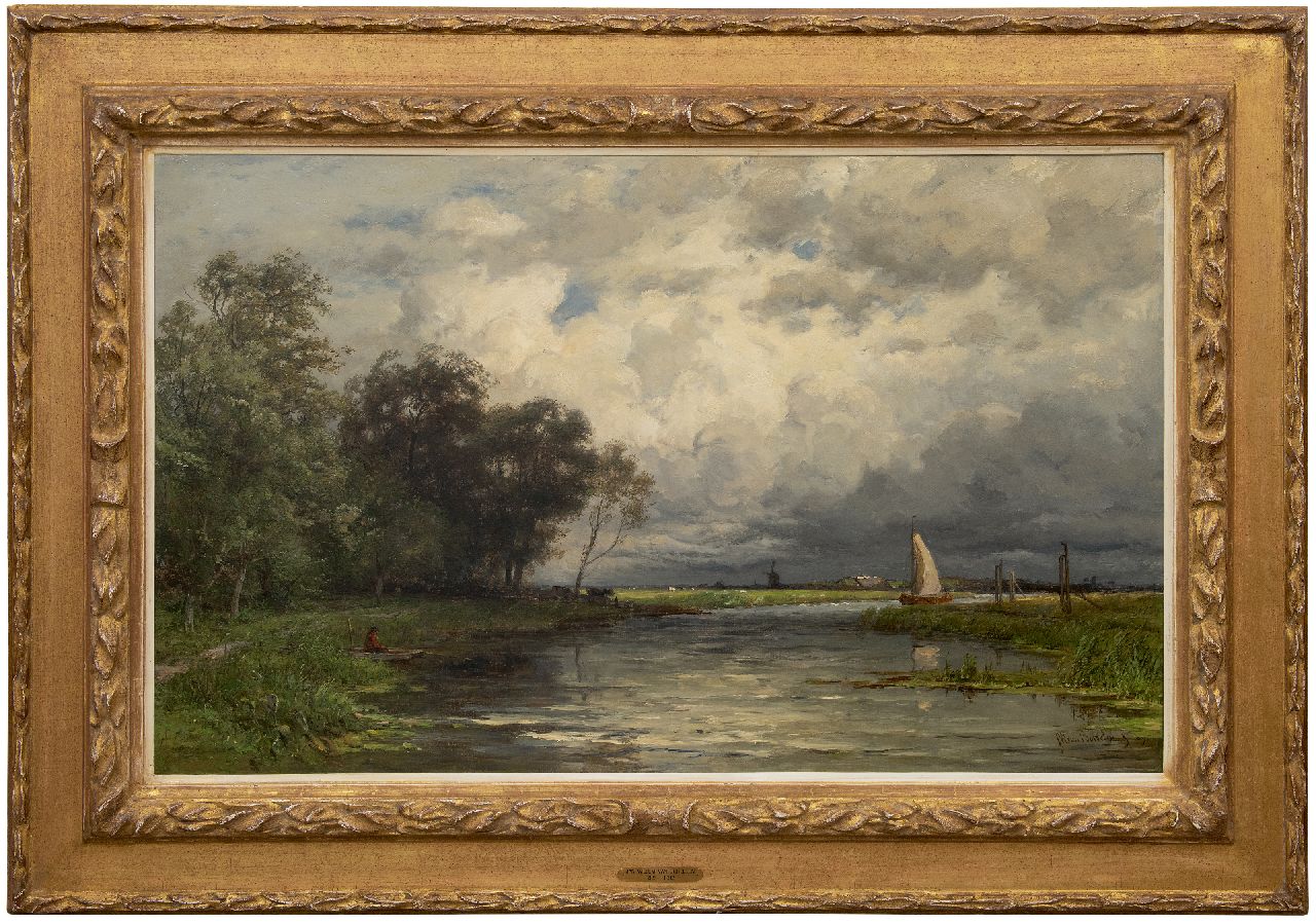 Borselen J.W. van | Jan Willem van Borselen | Schilderijen te koop aangeboden | Plasgezicht bij Nieuwkoop bij 'buiig weer', olieverf op doek 66,1 x 106,3 cm, gesigneerd rechtsonder Borselen J.W. van | Jan Willem van Borselen | Schilderijen te koop aangeboden | Plasgezicht bij Nieuwkoop bij 'buiig weer', olieverf op doek 66,1 x 106,3 cm, gesigneerd rechtsonder