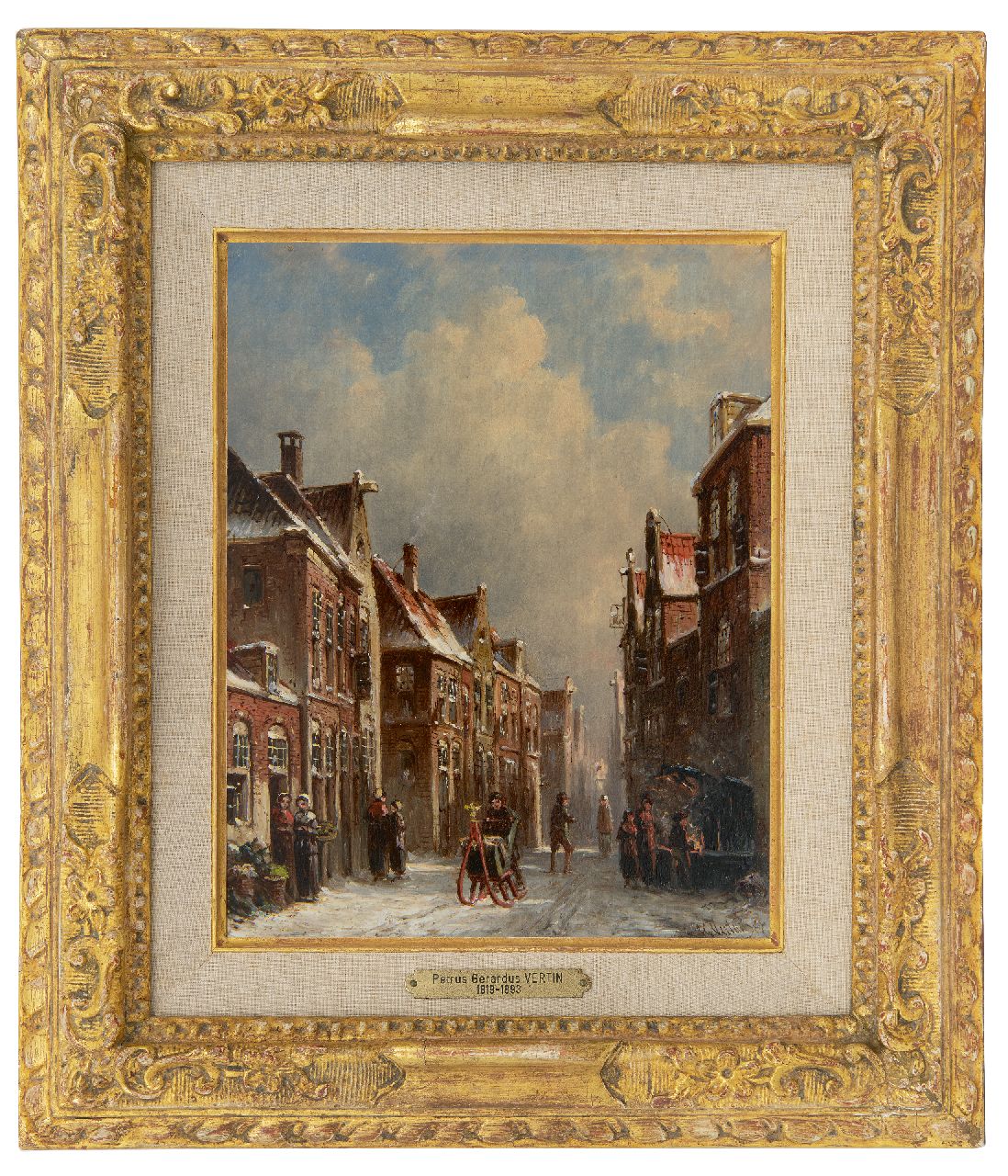 Vertin P.G.  | Petrus Gerardus Vertin, Winters dorpsstraatje, olieverf op paneel 24,1 x 19,0 cm, gesigneerd rechtsonder en gedateerd '67