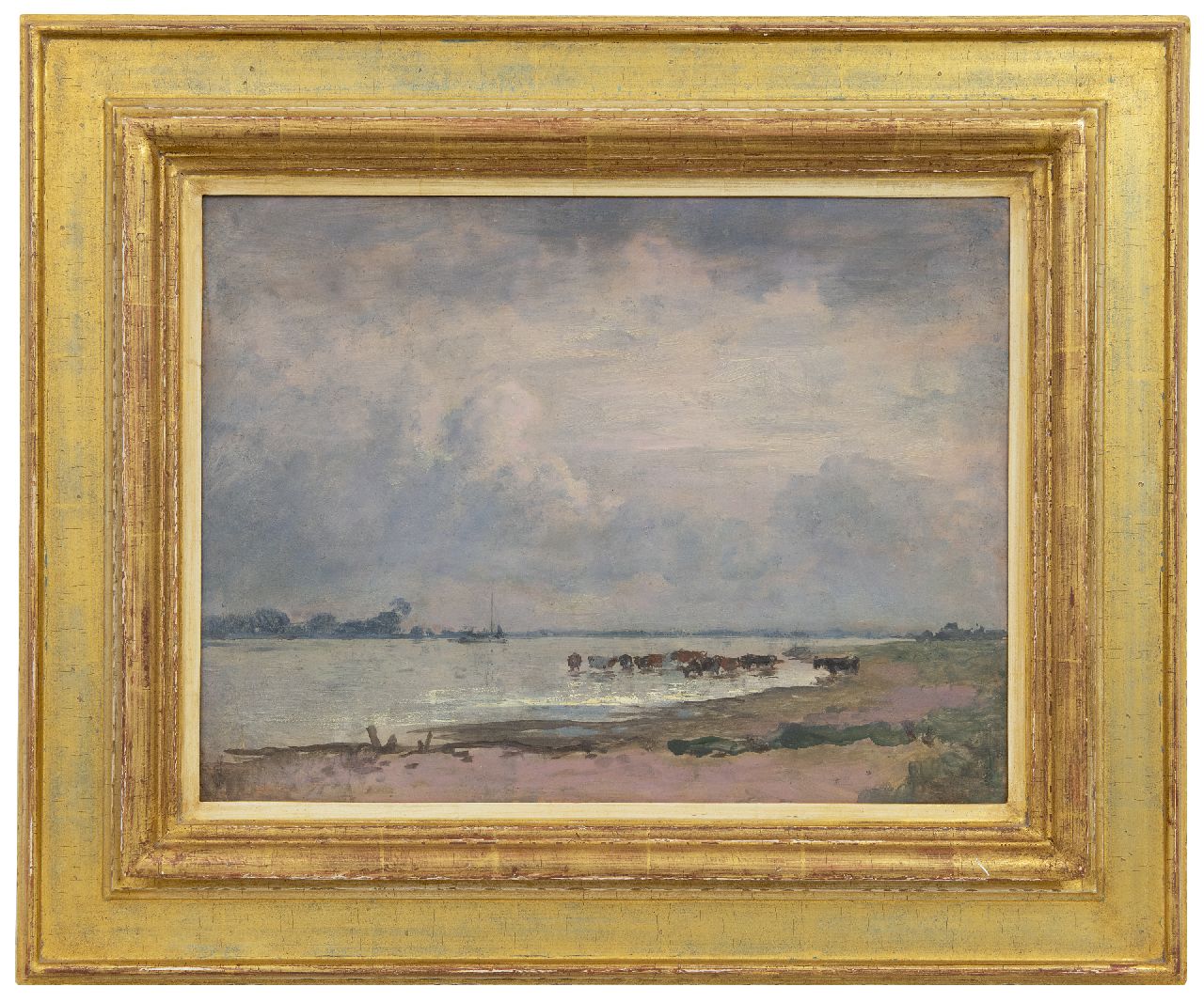 Voerman sr. J. | Jan Voerman sr. | Schilderijen te koop aangeboden | Gezicht op de IJssel met wadende koeien, olieverf op paneel 31,4 x 41,2 cm Voerman sr. J. | Jan Voerman sr. | Schilderijen te koop aangeboden | Gezicht op de IJssel met wadende koeien, olieverf op paneel 31,4 x 41,2 cm