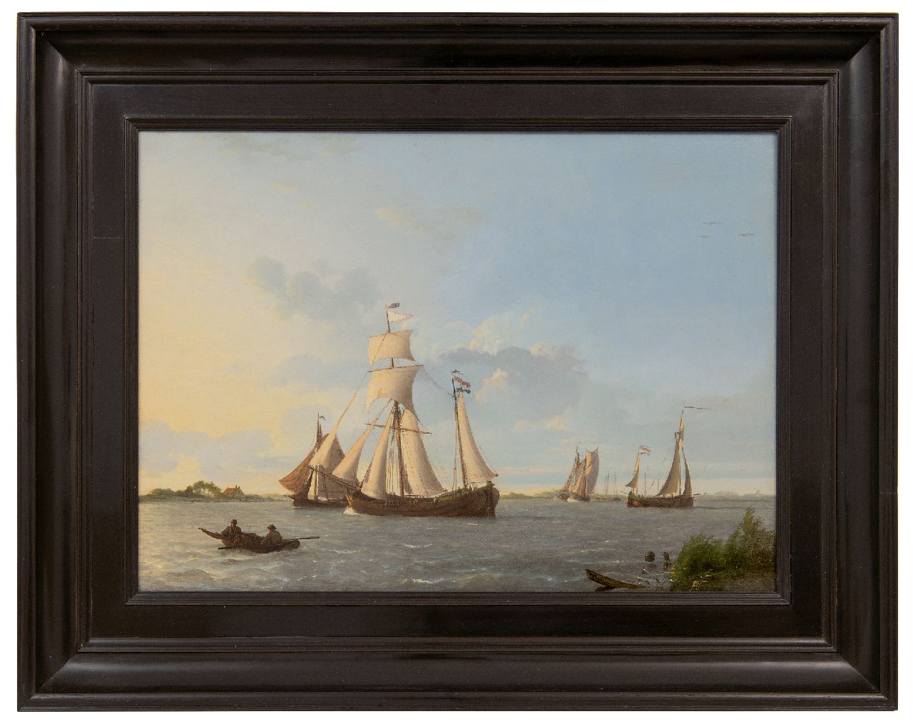 Koekkoek J. | Johannes Koekkoek | Schilderijen te koop aangeboden | Laverende zeilschepen op Hollands binnenwater, olieverf op paneel 32,3 x 44,8 cm, gesigneerd rechtsonder en gedateerd 1829 Koekkoek J. | Johannes Koekkoek | Schilderijen te koop aangeboden | Laverende zeilschepen op Hollands binnenwater, olieverf op paneel 32,3 x 44,8 cm, gesigneerd rechtsonder en gedateerd 1829