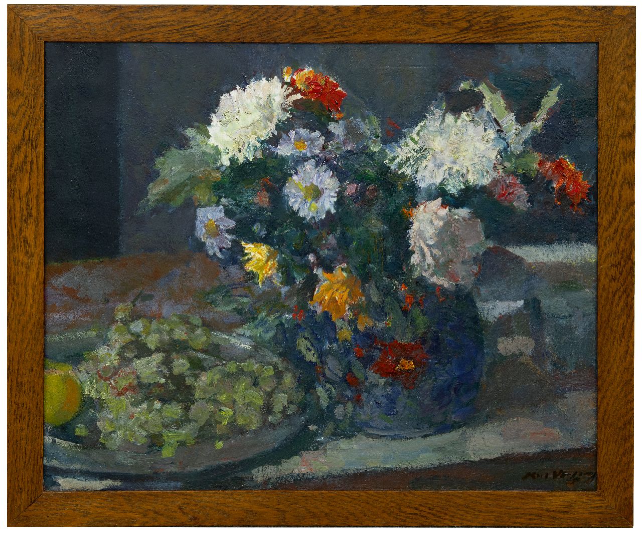 Verwey K. | Kees Verwey | Schilderijen te koop aangeboden | Stilleven met herfstbloemen, olieverf op doek 50,6 x 60,7 cm, gesigneerd rechtsonder Verwey K. | Kees Verwey | Schilderijen te koop aangeboden | Stilleven met herfstbloemen, olieverf op doek 50,6 x 60,7 cm, gesigneerd rechtsonder