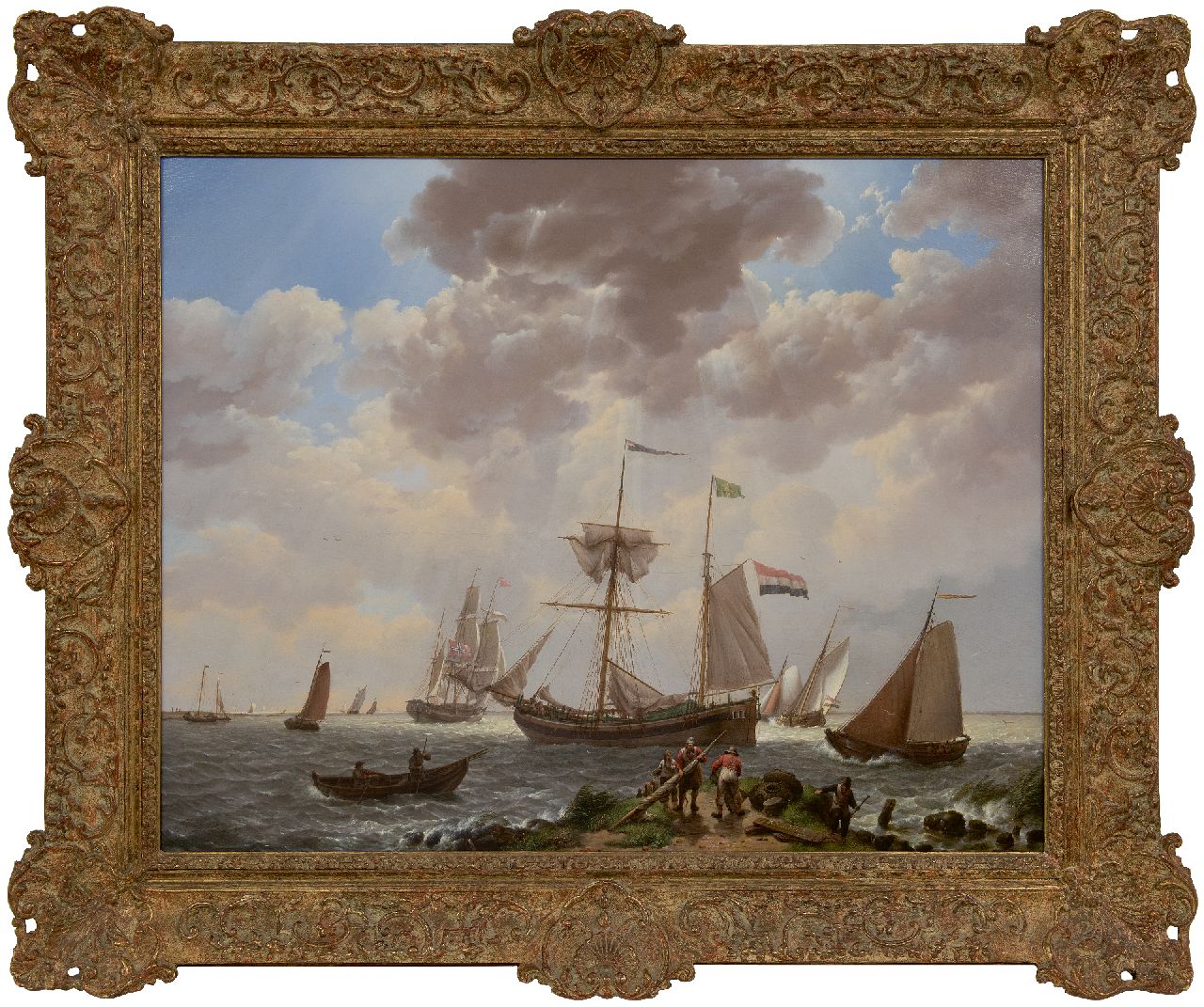 Koekkoek J.H. | Johannes Hermanus Koekkoek | Schilderijen te koop aangeboden | Laverende schepen voor de kust, olieverf op doek 57,3 x 72,0 cm, gesigneerd rechtsonder en gedateerd 1831 Koekkoek J.H. | Johannes Hermanus Koekkoek | Schilderijen te koop aangeboden | Laverende schepen voor de kust, olieverf op doek 57,3 x 72,0 cm, gesigneerd rechtsonder en gedateerd 1831