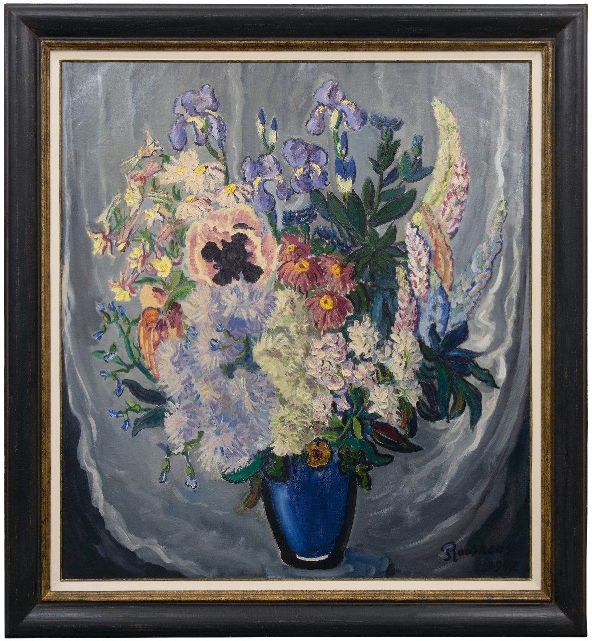 Rooskens J.A. | Joseph Antoon 'Anton' Rooskens | Schilderijen te koop aangeboden | Bloemstilleven, olieverf op doek 114,4 x 104,5 cm, gesigneerd rechtsonder en gedateerd 1942 Rooskens J.A. | Joseph Antoon 'Anton' Rooskens | Schilderijen te koop aangeboden | Bloemstilleven, olieverf op doek 114,4 x 104,5 cm, gesigneerd rechtsonder en gedateerd 1942