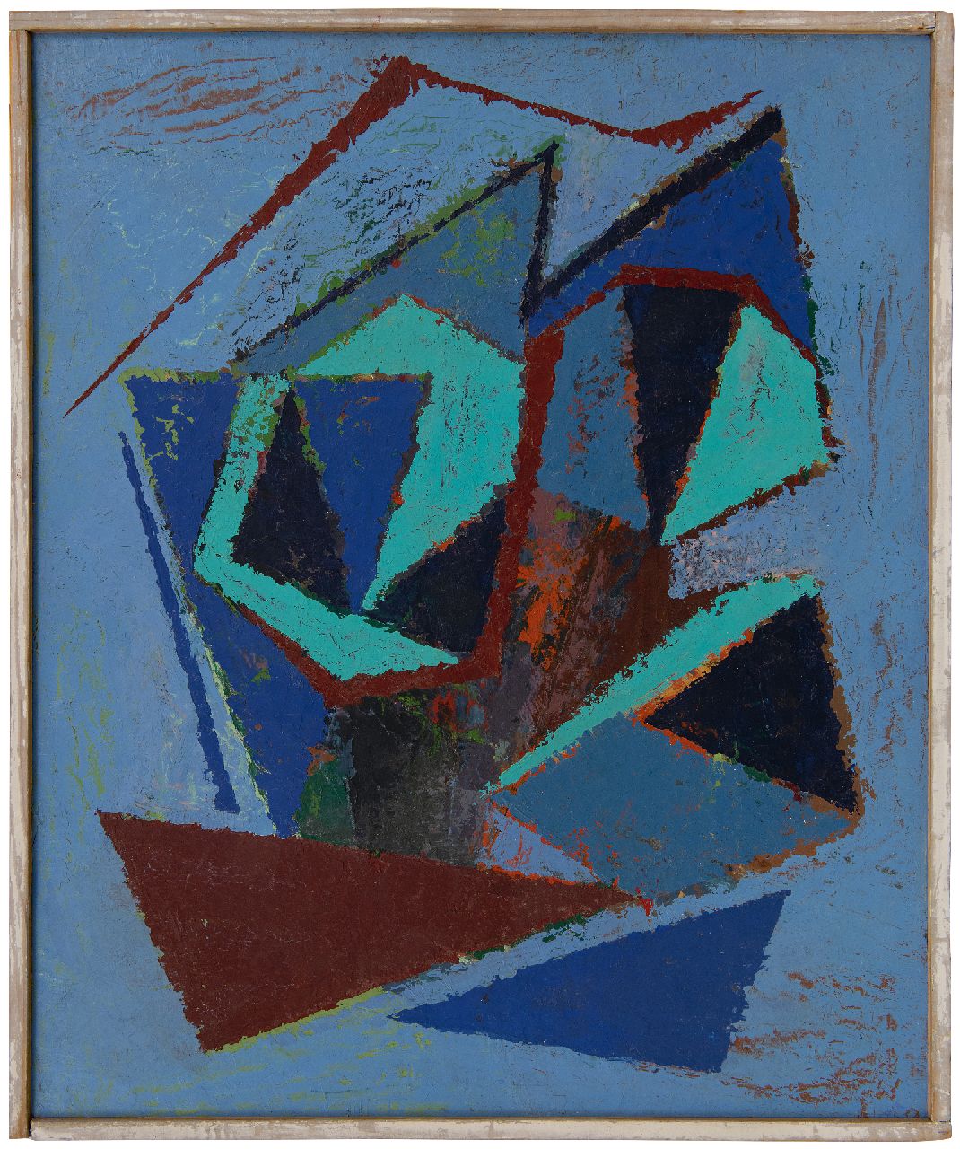 Hunziker F. | Frieda Hunziker, Compositie, olieverf op schildersboard 54,2 x 45,4 cm, gesigneerd verso en te dateren 1948 Hunziker F. | Frieda Hunziker, Compositie, olieverf op schildersboard 54,2 x 45,4 cm, gesigneerd verso en te dateren 1948