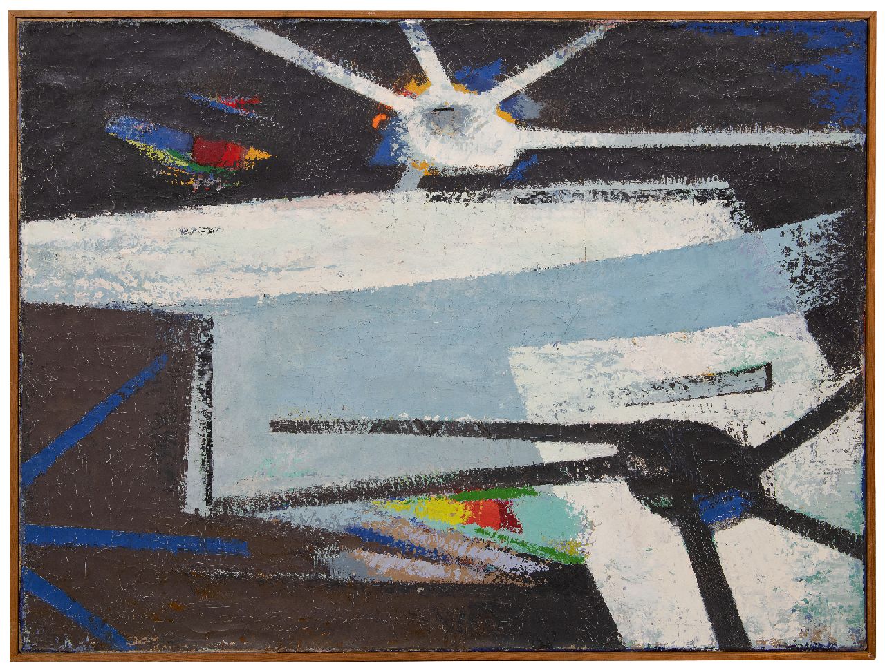 Hunziker F. | Frieda Hunziker, Compositie, olieverf op doek 75,4 x 100,2 cm, gesigneerd verso en te dateren ca. 1949 Hunziker F. | Frieda Hunziker, Compositie, olieverf op doek 75,4 x 100,2 cm, gesigneerd verso en te dateren ca. 1949