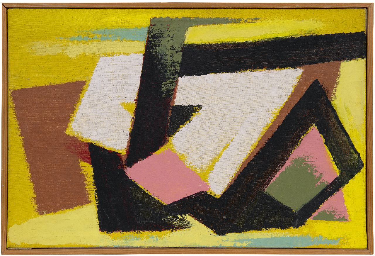 Hunziker F. | Frieda Hunziker, Compositie, olieverf op doek 39,4 x 59,3 cm, te dateren 1950 Hunziker F. | Frieda Hunziker, Compositie, olieverf op doek 39,4 x 59,3 cm, te dateren 1950
