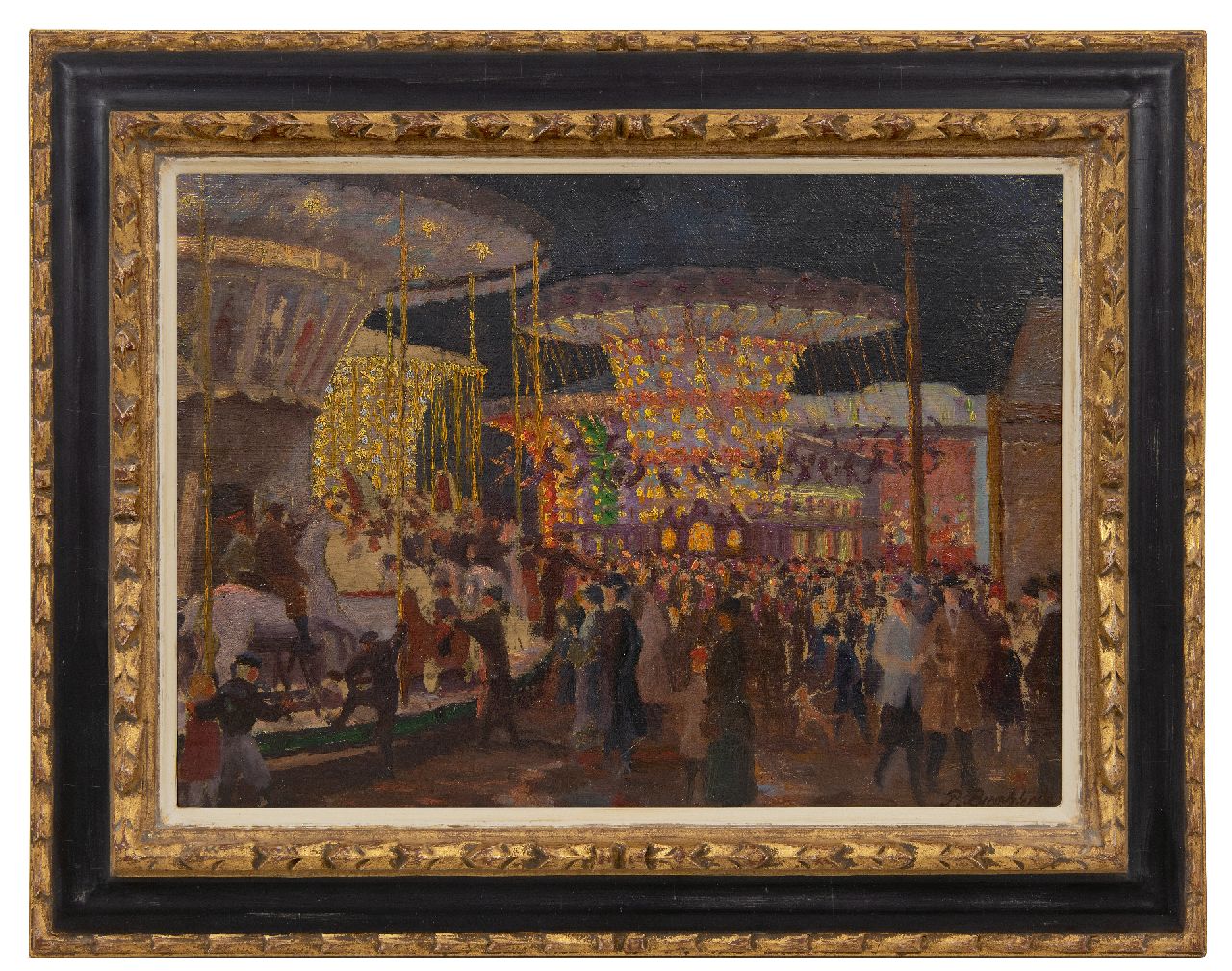 Buchholz P. | Paul Buchholz | Schilderijen te koop aangeboden | Een avond op de jaarmarkt, olieverf op karton 34,5 x 48,5 cm, gesigneerd rechtsonder en te dateren ca. 1920 Buchholz P. | Paul Buchholz | Schilderijen te koop aangeboden | Een avond op de jaarmarkt, olieverf op karton 34,5 x 48,5 cm, gesigneerd rechtsonder en te dateren ca. 1920