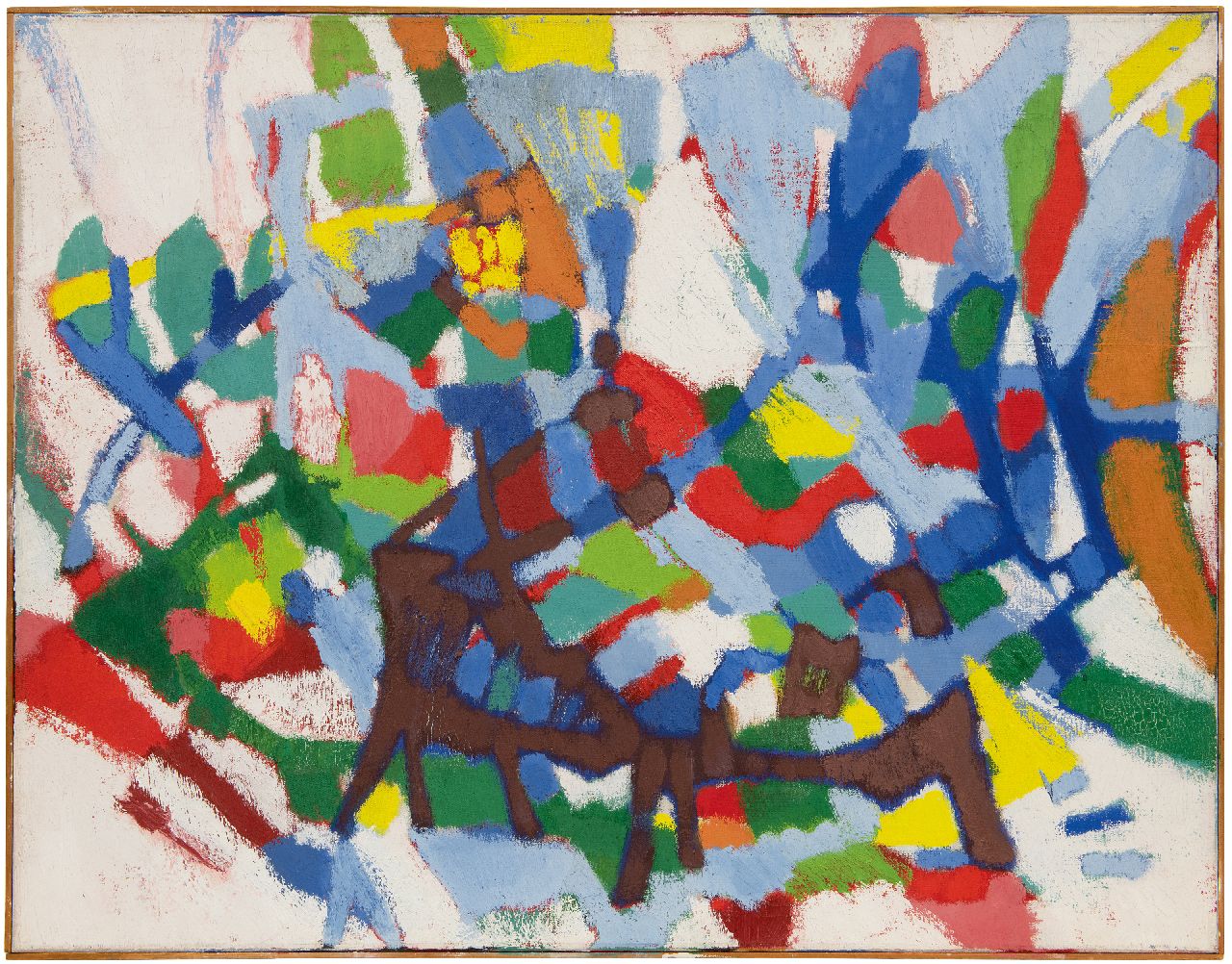 Hunziker F. | Frieda Hunziker, Compositie, olieverf op doek 70,0 x 90,4 cm, gesigneerd verso en te dateren 1957 Hunziker F. | Frieda Hunziker, Compositie, olieverf op doek 70,0 x 90,4 cm, gesigneerd verso en te dateren 1957