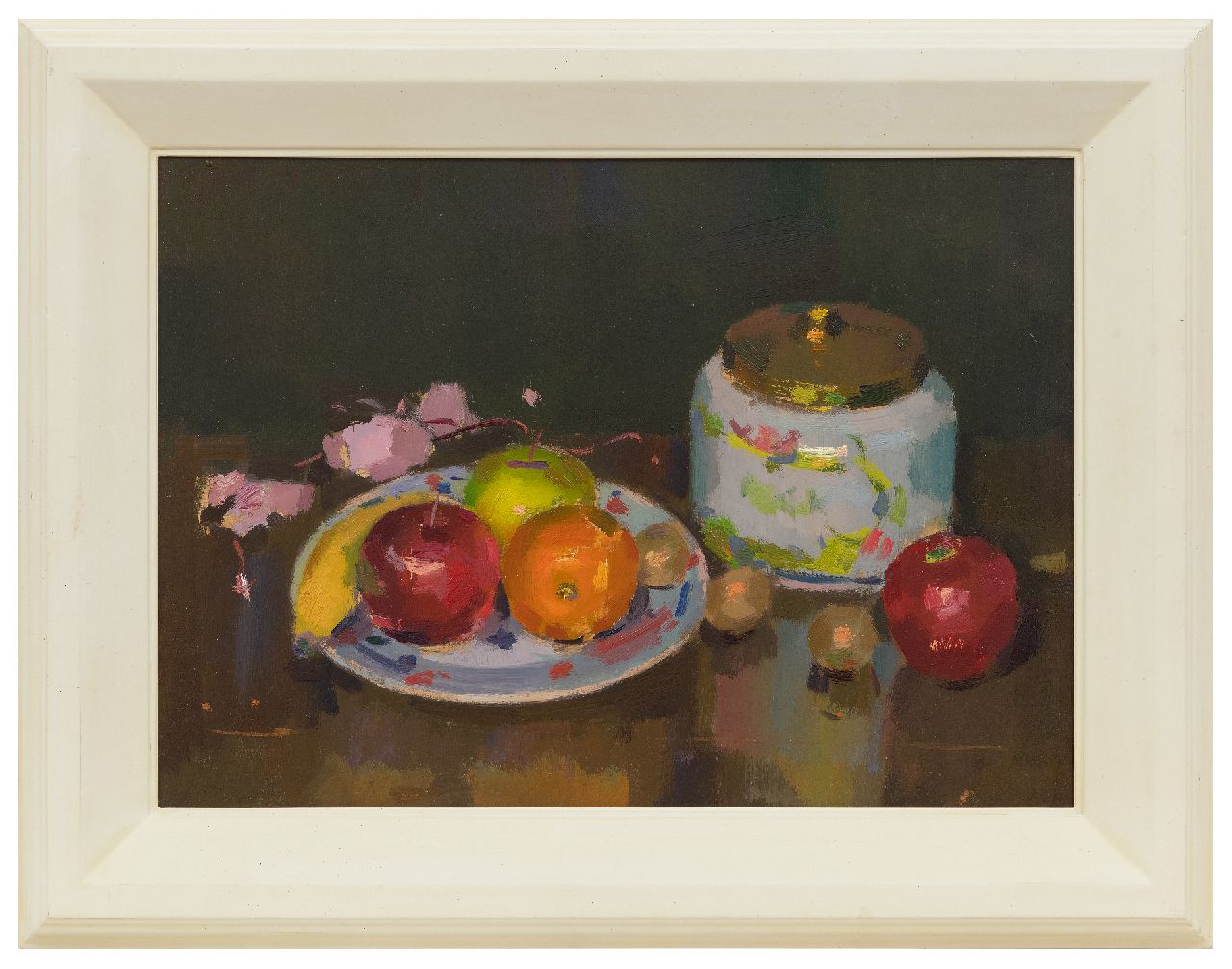Verdonk F.W.  | Frederik Willem 'Frits' Verdonk | Schilderijen te koop aangeboden | Stilleven met tabakspot en fruit, olieverf op doek op board 36,5 x 49,4 cm