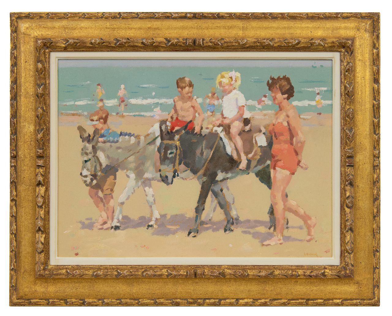 Verdonk F.W.  | Frederik Willem 'Frits' Verdonk, Ezeltje rijden langs het strand, olieverf op papier op board 34,0 x 46,8 cm, gesigneerd rechtsonder