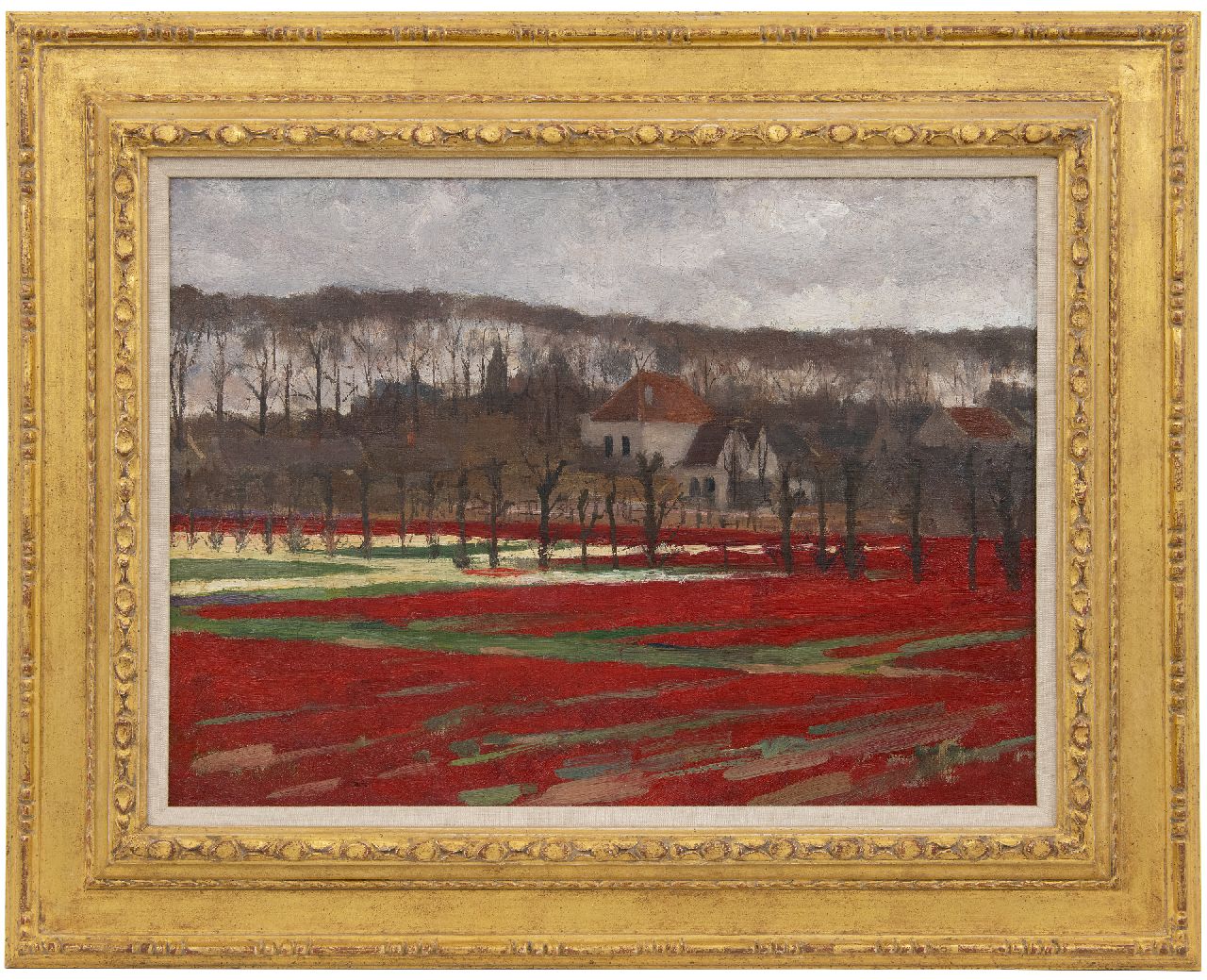 Hart Nibbrig F.  | Ferdinand Hart Nibbrig | Schilderijen te koop aangeboden | Boerderij met bloemvelden bij Bennebroek, olieverf op doek 40,5 x 56,2 cm, gesigneerd  rechtsonder en te dateren ca. 1893