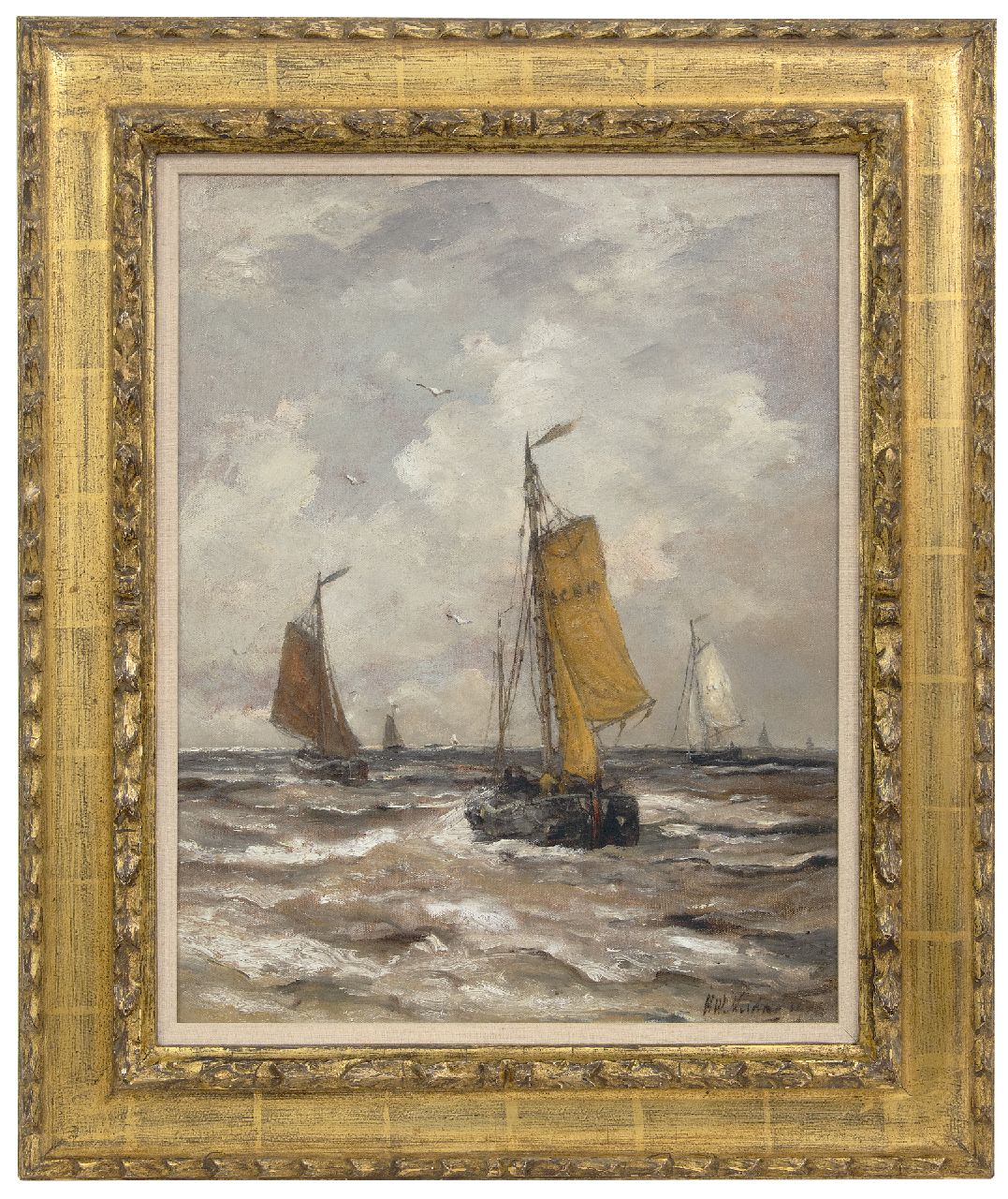 Mesdag H.W. | Hendrik Willem Mesdag, Terugkerende bomschuiten, olieverf op doek 50,7 x 40,0 cm, gesigneerd rechtsonder en gedateerd 190(..) Mesdag H.W. | Hendrik Willem Mesdag, Terugkerende bomschuiten, olieverf op doek 50,7 x 40,0 cm, gesigneerd rechtsonder en gedateerd 190(..)