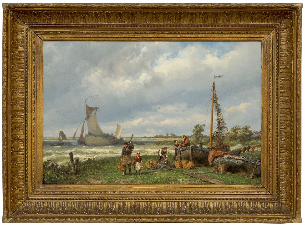 Koekkoek J.H.B. | Johannes Hermanus Barend 'Jan H.B.' Koekkoek, Bij de Zuiderzee, olieverf op doek 42,8 x 67,2 cm, gesigneerd verso en verso gedateerd 1881 Koekkoek J.H.B. | Johannes Hermanus Barend 'Jan H.B.' Koekkoek, Bij de Zuiderzee, olieverf op doek 42,8 x 67,2 cm, gesigneerd verso en verso gedateerd 1881