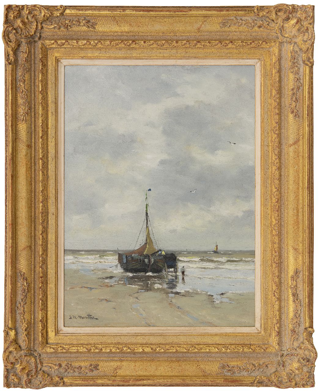 Munthe G.A.L.  | Gerhard Arij Ludwig 'Morgenstjerne' Munthe, Het laden van de netten, olieverf op paneel 39,2 x 29,6 cm, gesigneerd linksonder