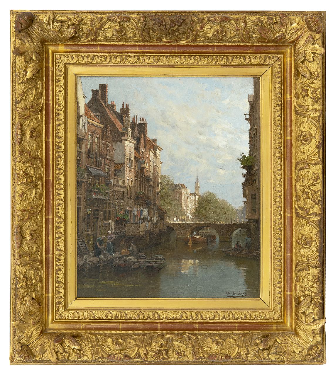 Klinkenberg J.C.K. | Johannes Christiaan Karel Klinkenberg, Stadsgracht in de zomer, olieverf op doek 46,9 x 39,2 cm, gesigneerd rechtsonder Klinkenberg J.C.K. | Johannes Christiaan Karel Klinkenberg, Stadsgracht in de zomer, olieverf op doek 46,9 x 39,2 cm, gesigneerd rechtsonder