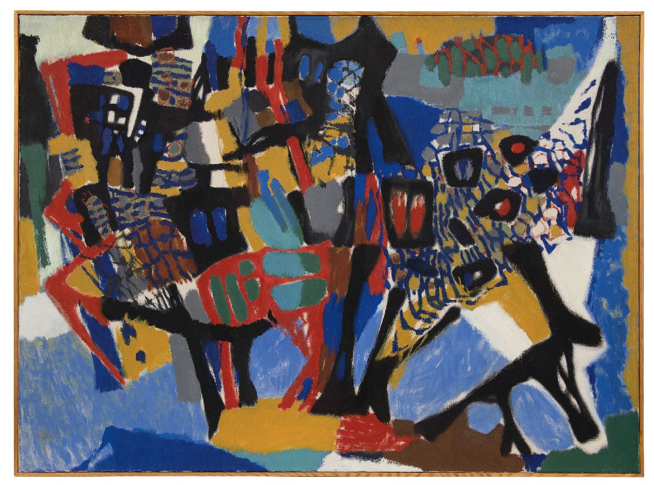 Hunziker F. | Frieda Hunziker, Dieren IV, olieverf op doek 99,5 x 134,6 cm, gesigneerd op spieraam en te dateren 1955 Hunziker F. | Frieda Hunziker, Dieren IV, olieverf op doek 99,5 x 134,6 cm, gesigneerd op spieraam en te dateren 1955
