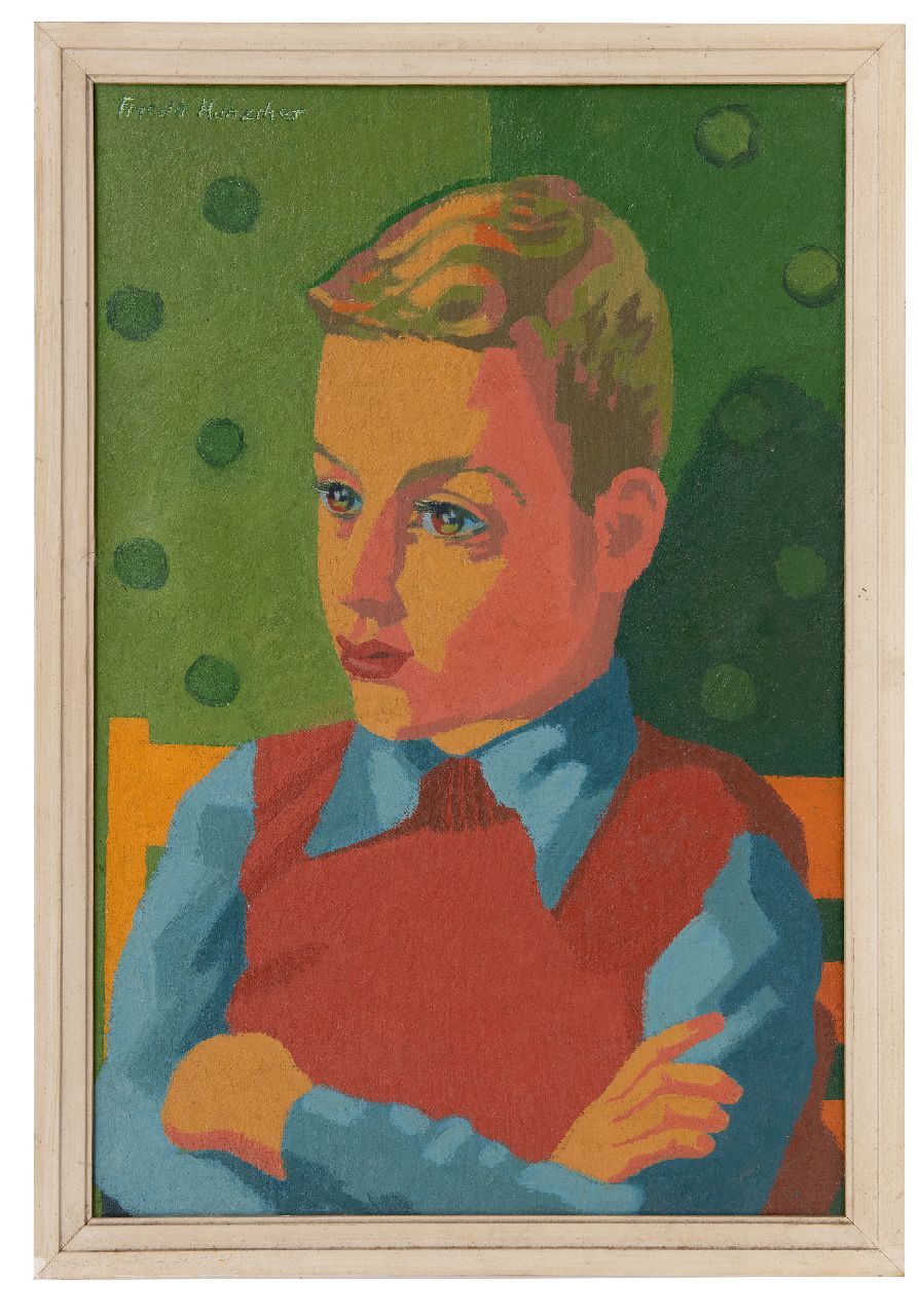 Hunziker F. | Frieda Hunziker, Portret van Fritsje, olieverf op doek 60,3 x 40,3 cm, gesigneerd linksboven en te dateren ca. 1943 Hunziker F. | Frieda Hunziker, Portret van Fritsje, olieverf op doek 60,3 x 40,3 cm, gesigneerd linksboven en te dateren ca. 1943