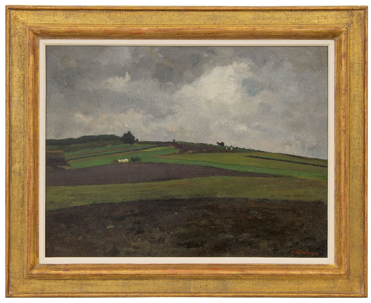 Arntzenius P.F.N.J.  | Pieter Florentius Nicolaas Jacobus 'Floris' Arntzenius | Schilderijen te koop aangeboden | Heuvellandschap bij regenachtig weer, olieverf op doek 45,3 x 60,0 cm, gesigneerd rechtsonder