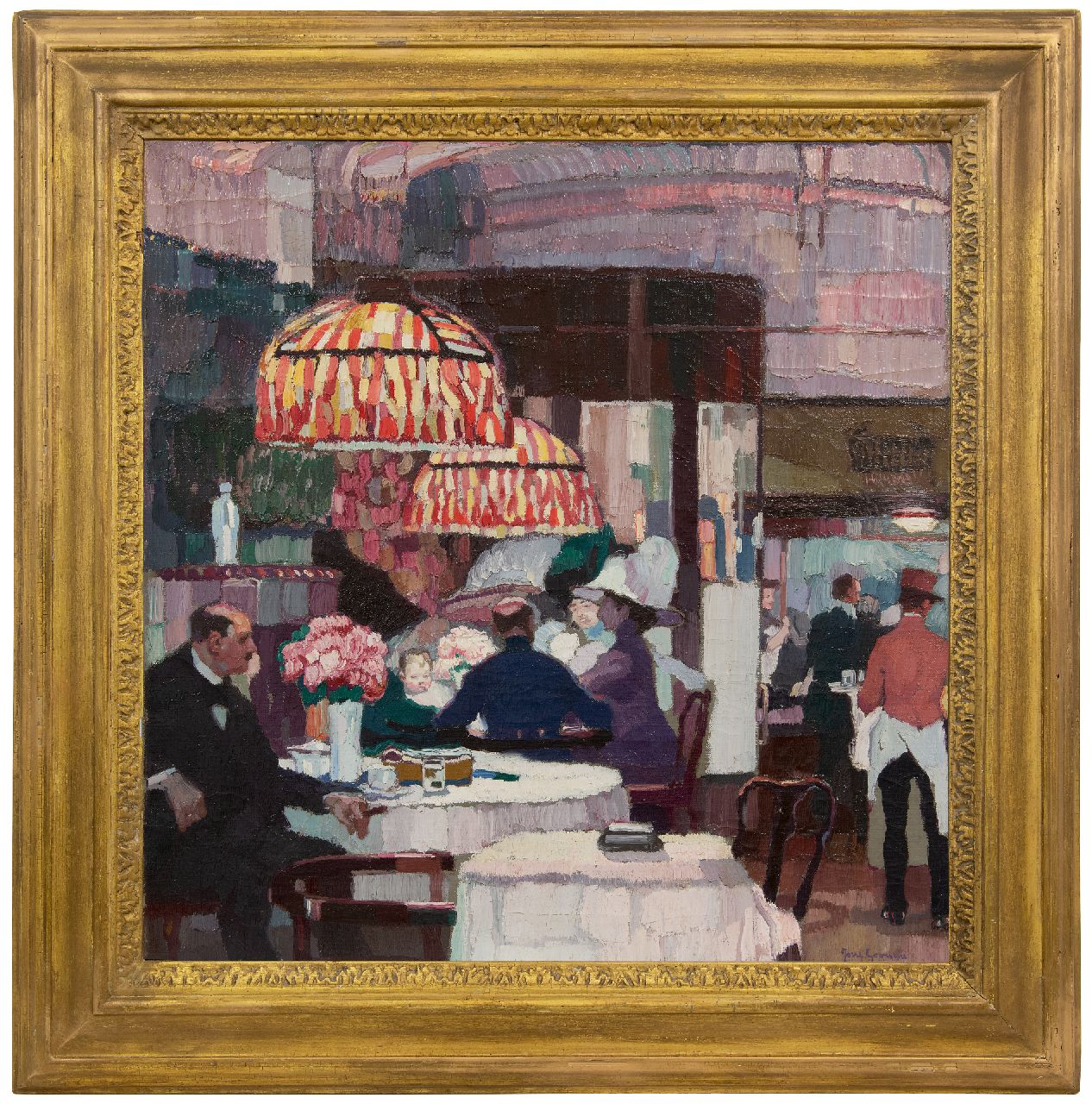 Goossens J.  | Josse Goossens, In de theesalon, olieverf op doek 64,4 x 63,1 cm, gesigneerd rechtsonder en te dateren ca. 1910-1911