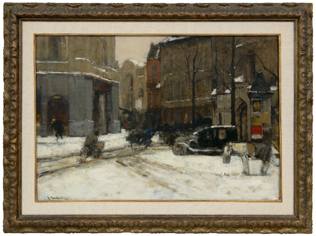 Arntzenius P.F.N.J.  | Pieter Florentius Nicolaas Jacobus 'Floris' Arntzenius | Schilderijen te koop aangeboden | Het Buitenhof, Den Haag, in de sneeuw, olieverf op doek 55,7 x 80,4 cm, gesigneerd linksonder