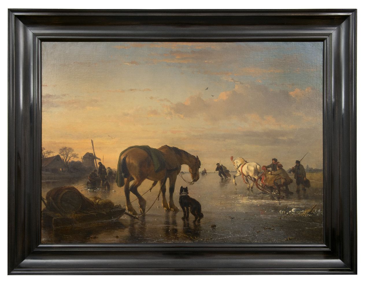 Moerenhout J.J. | Josephus Jodocus 'Joseph' Moerenhout | Schilderijen te koop aangeboden | Paarden en sledes op het ijs, olieverf op doek 85,0 x 118,5 cm, gesigneerd rechtsonder Moerenhout J.J. | Josephus Jodocus 'Joseph' Moerenhout | Schilderijen te koop aangeboden | Paarden en sledes op het ijs, olieverf op doek 85,0 x 118,5 cm, gesigneerd rechtsonder