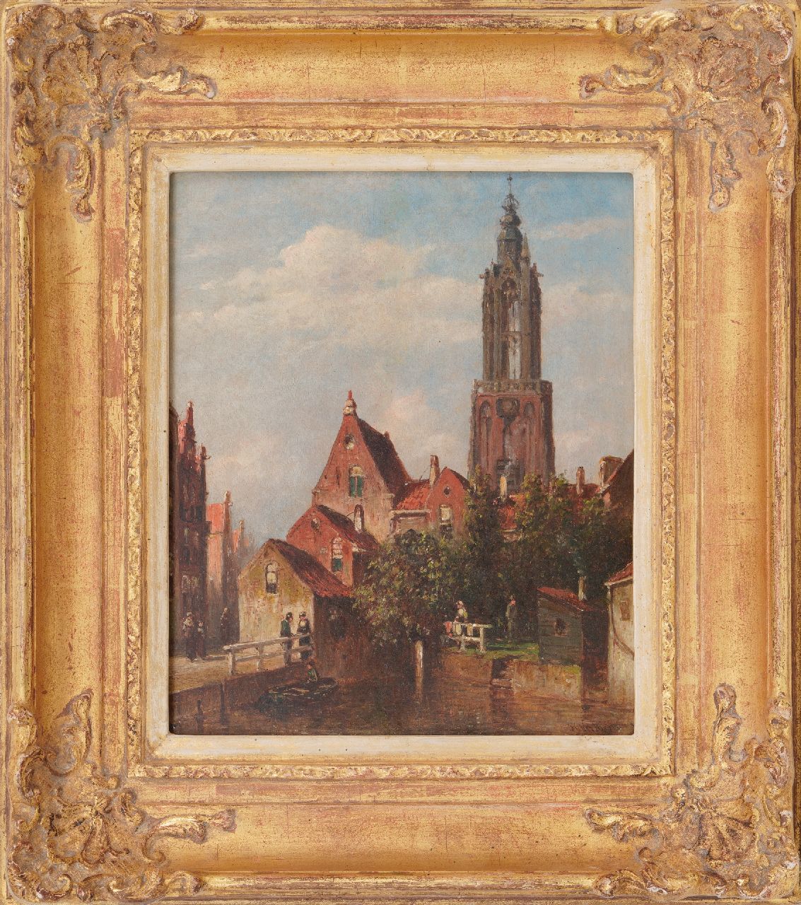 Vertin P.G. | Petrus Gerardus Vertin, Stadsgezicht met de Amersfoortse Onze Lieve Vrouwetoren, olieverf op paneel 24,0 x 19,8 cm, gesigneerd rechtsonder Vertin P.G. | Petrus Gerardus Vertin, Stadsgezicht met de Amersfoortse Onze Lieve Vrouwetoren, olieverf op paneel 24,0 x 19,8 cm, gesigneerd rechtsonder