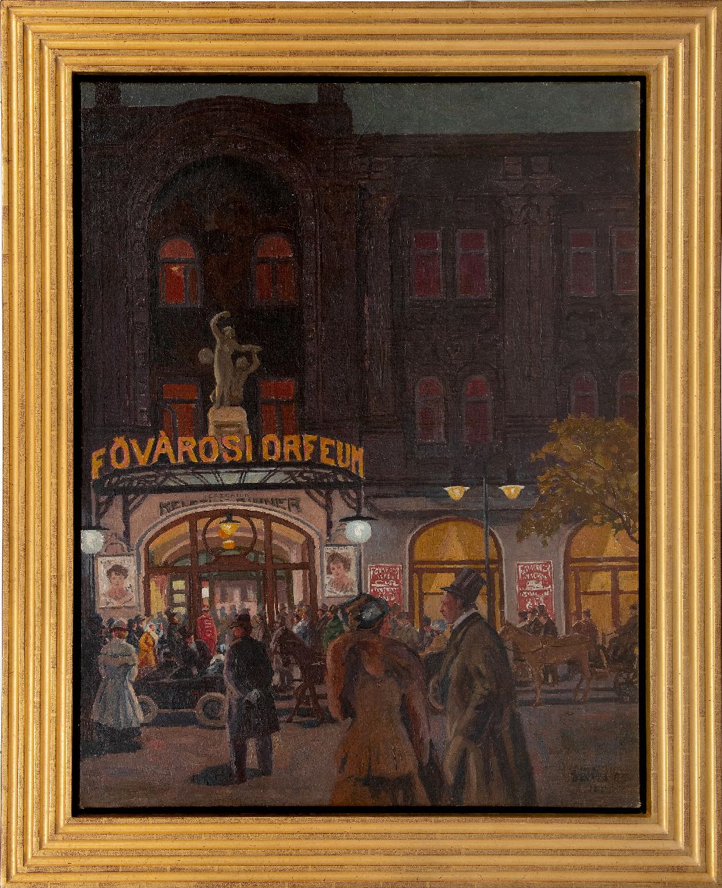 Berkes A.  | Antal Berkes | Schilderijen te koop aangeboden | Bij het Variététheater Fövárosi Orfeum in Boedapest, olieverf op doek 115,3 x 89,0 cm, gesigneerd rechtsonder en gedateerd (onduidelijk)