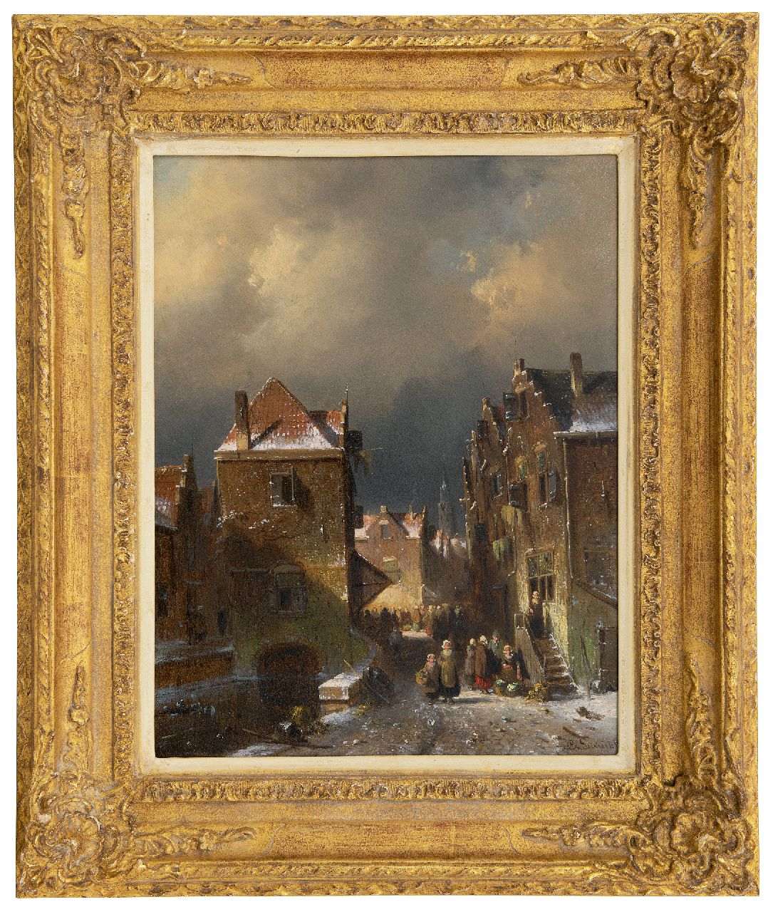 Leickert C.H.J. | 'Charles' Henri Joseph Leickert | Schilderijen te koop aangeboden | Drukbevolkt winters straatje, olieverf op paneel 37,2 x 28,7 cm, gesigneerd rechtsonder en te dateren ca. 1855 Leickert C.H.J. | 'Charles' Henri Joseph Leickert | Schilderijen te koop aangeboden | Drukbevolkt winters straatje, olieverf op paneel 37,2 x 28,7 cm, gesigneerd rechtsonder en te dateren ca. 1855