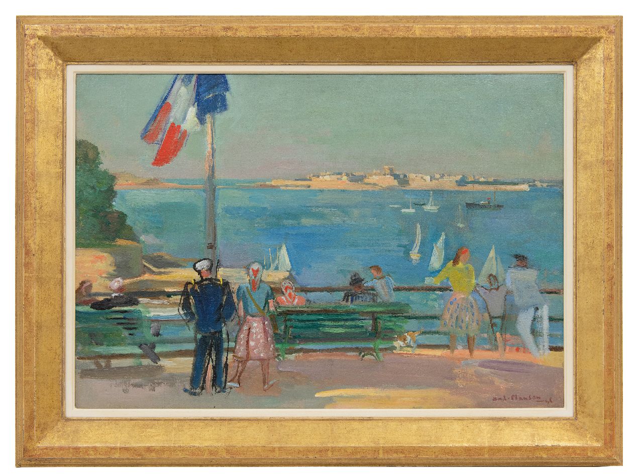 Planson A. | André Planson | Schilderijen te koop aangeboden | Op de boulevard, olieverf op doek 49,6 x 72,5 cm, gesigneerd rechtsonder en gedateerd '46 Planson A. | André Planson | Schilderijen te koop aangeboden | Op de boulevard, olieverf op doek 49,6 x 72,5 cm, gesigneerd rechtsonder en gedateerd '46