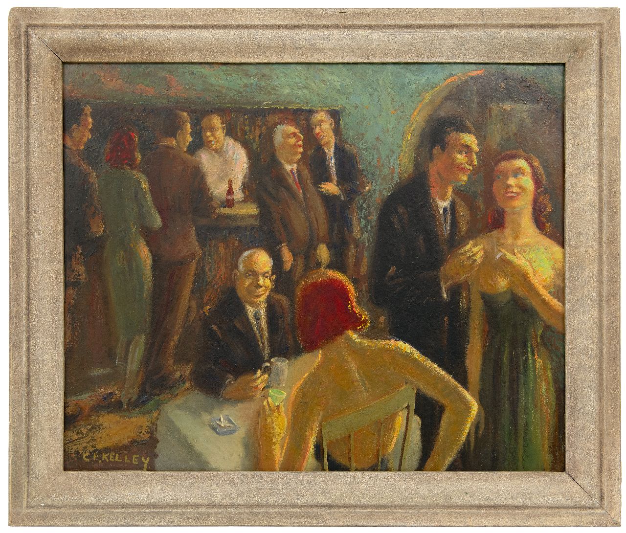 Kelley C.F. | Clyde Frederick Kelley | Schilderijen te koop aangeboden | The Café, olieverf op board 55,4 x 67,2 cm, gesigneerd linksonder Kelley C.F. | Clyde Frederick Kelley | Schilderijen te koop aangeboden | The Café, olieverf op board 55,4 x 67,2 cm, gesigneerd linksonder
