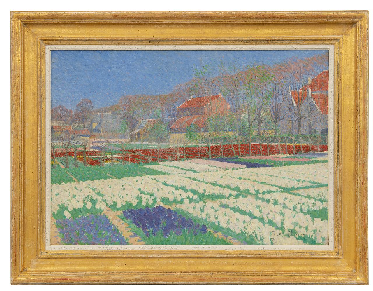 Hart Nibbrig F. | Ferdinand Hart Nibbrig | Schilderijen te koop aangeboden | Bollenvelden in Bennebroek, olieverf op doek 51,1 x 71,3 cm, gesigneerd rechtsonder en te dateren ca. 1900 Hart Nibbrig F. | Ferdinand Hart Nibbrig | Schilderijen te koop aangeboden | Bollenvelden in Bennebroek, olieverf op doek 51,1 x 71,3 cm, gesigneerd rechtsonder en te dateren ca. 1900