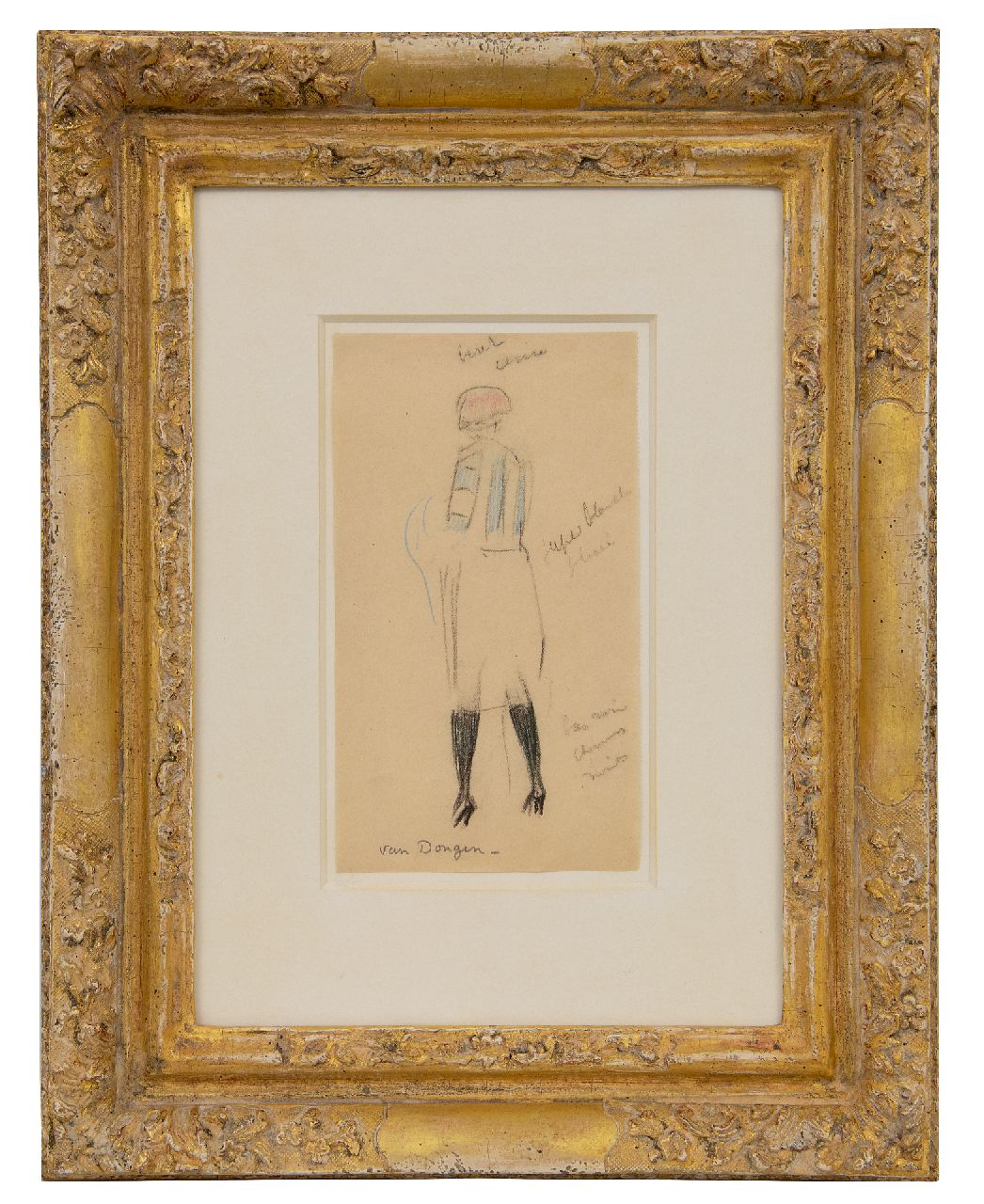 Dongen C.T.M. van | Cornelis Theodorus Maria 'Kees' van Dongen | Aquarellen en tekeningen te koop aangeboden | Femme de dos, zwart en gekleurd krijt op papier 20,8 x 11,7 cm, gesigneerd middenonder Dongen C.T.M. van | Cornelis Theodorus Maria 'Kees' van Dongen | Aquarellen en tekeningen te koop aangeboden | Femme de dos, zwart en gekleurd krijt op papier 20,8 x 11,7 cm, gesigneerd middenonder