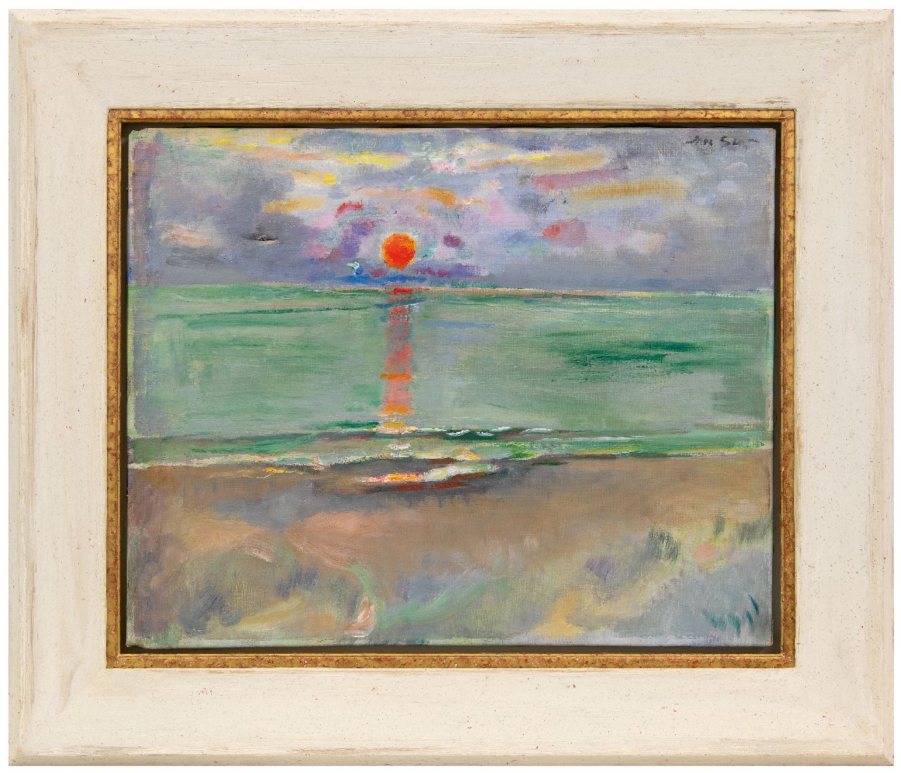 Sluijters J.C.B.  | Johannes Carolus Bernardus 'Jan' Sluijters | Schilderijen te koop aangeboden | Zonsondergang op het Zeeuwse strand, olieverf op doek 46,5 x 57,9 cm, gesigneerd rechtsboven en te dateren ca. 1938