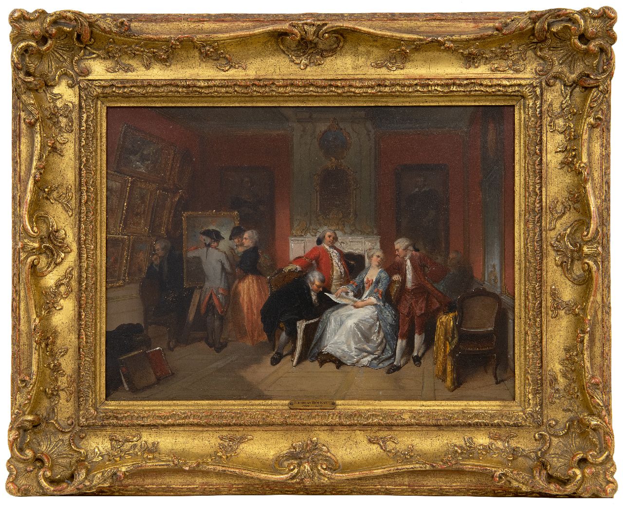 Kate H.F.C. ten | 'Herman' Frederik Carel ten Kate, De kunstliefhebbers, olieverf op paneel 24,9 x 34,1 cm, gesigneerd linksonder en gedateerd 1857 Kate H.F.C. ten | 'Herman' Frederik Carel ten Kate, De kunstliefhebbers, olieverf op paneel 24,9 x 34,1 cm, gesigneerd linksonder en gedateerd 1857
