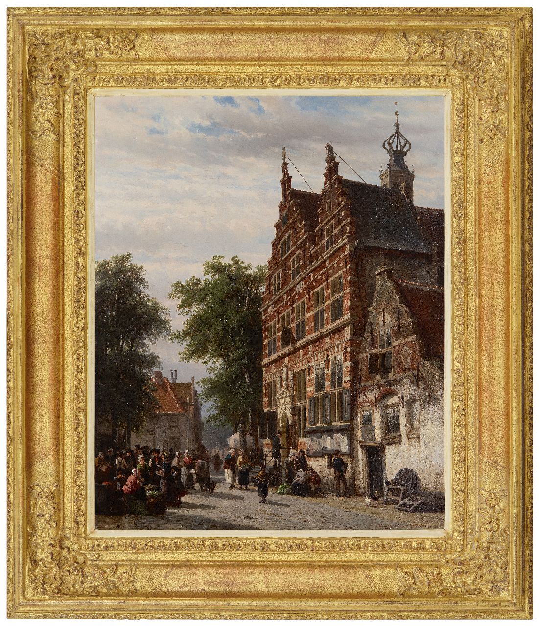 Springer C. | Cornelis Springer, Het Raadhuis van Naarden aan de Marktstraat, olieverf op paneel 51,6 x 42,0 cm, gesigneerd rechtsonder en gedateerd 1863 Springer C. | Cornelis Springer, Het Raadhuis van Naarden aan de Marktstraat, olieverf op paneel 51,6 x 42,0 cm, gesigneerd rechtsonder en gedateerd 1863