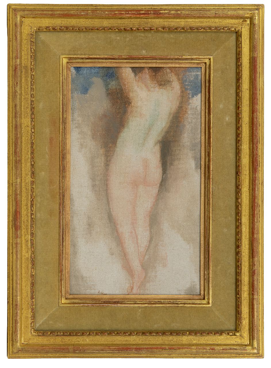 Kelder A.B.  | Antonius Bernardus 'Toon' Kelder | Schilderijen te koop aangeboden | Staand vrouwelijk naakt, olieverf op doek op board 32,6 x 17,7 cm, gesigneerd linksonder en zonder lijst