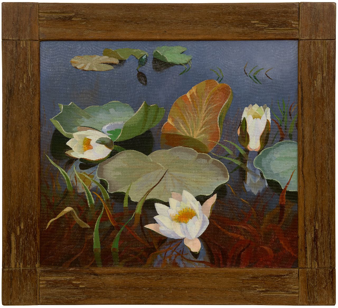 Smorenberg D. | Dirk Smorenberg | Schilderijen te koop aangeboden | Waterlelies, olieverf op doek 39,3 x 44,4 cm, gesigneerd rechtsonder Smorenberg D. | Dirk Smorenberg | Schilderijen te koop aangeboden | Waterlelies, olieverf op doek 39,3 x 44,4 cm, gesigneerd rechtsonder