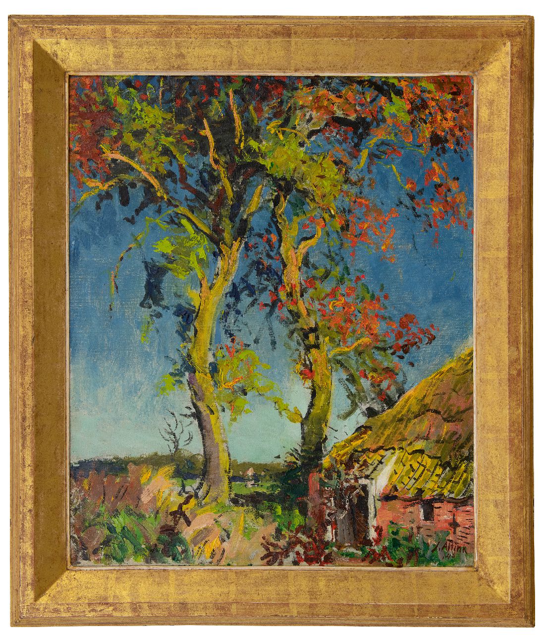 Altink J. | Jan Altink, Boerderij bij hoge bomen, olieverf op doek 60,6 x 50,2 cm, gesigneerd rechtsonder en gedateerd '46 Altink J. | Jan Altink, Boerderij bij hoge bomen, olieverf op doek 60,6 x 50,2 cm, gesigneerd rechtsonder en gedateerd '46